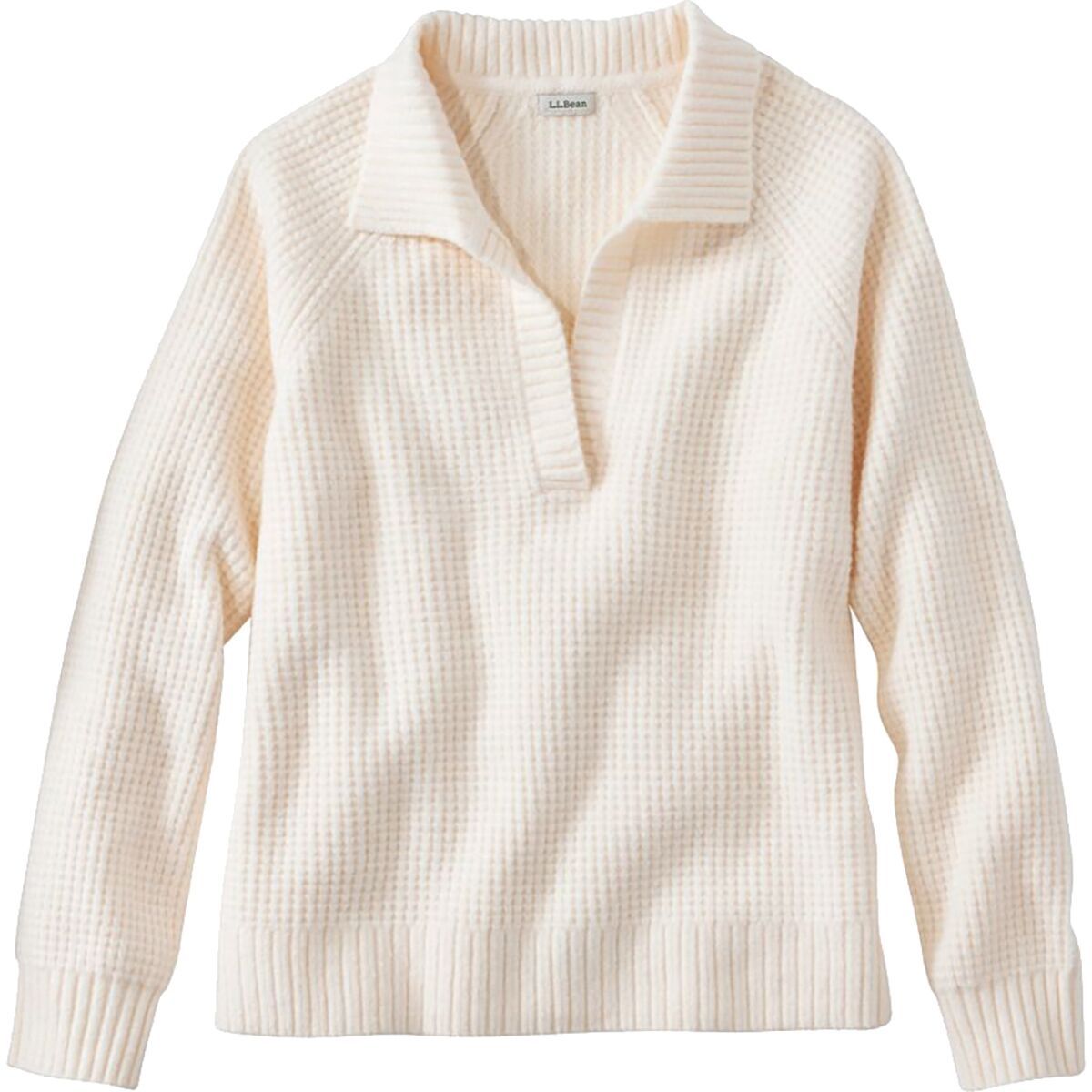 L.L.Bean SuperSoft Waffle Polo - Women's Cream, XS