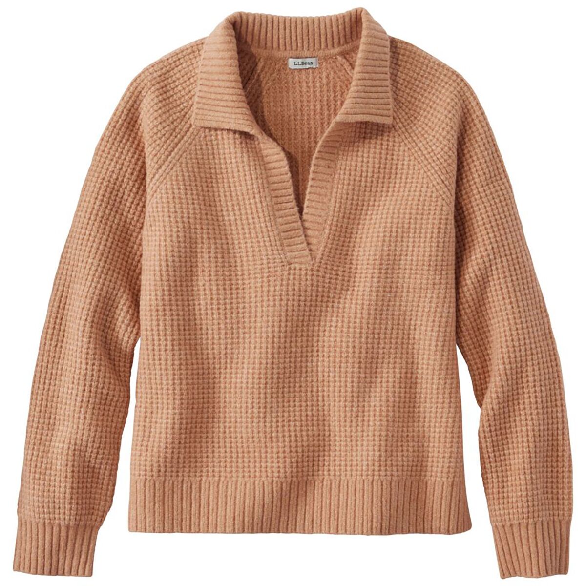 Image of L.L.Bean SuperSoft Waffle Polo - Women's Honey Brown Heather, L