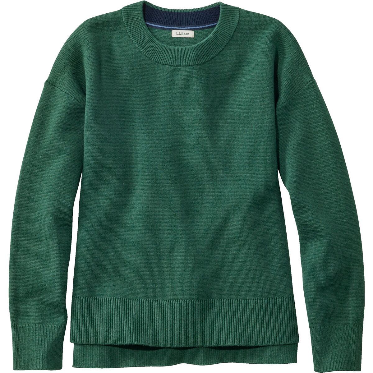 Image of L.L.Bean Wicked Soft Cotton Cashmere Crew Neck Sweater - Women's Deep Green, XS