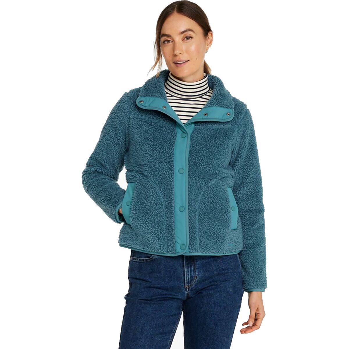Image of L.L.Bean Bean's Sherpa Fleece Jacket - Women's Storm Teal, XL