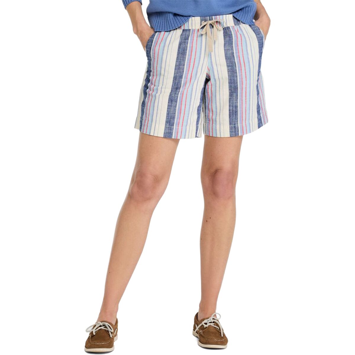 Image of L.L.Bean Lakewashed Dock Stripe Short - Women's Collegiate Blue Multi, 4