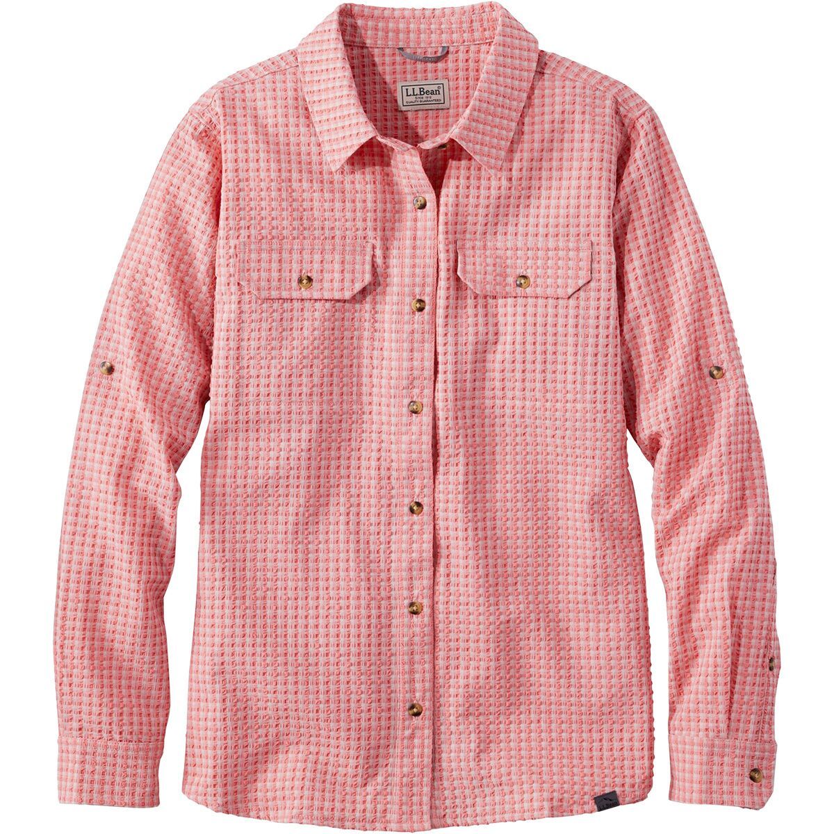 Image of L.L.Bean No Fly Zone Plaid Explorer Long-Sleeve Shirt - Women's Dark Salmon, XL
