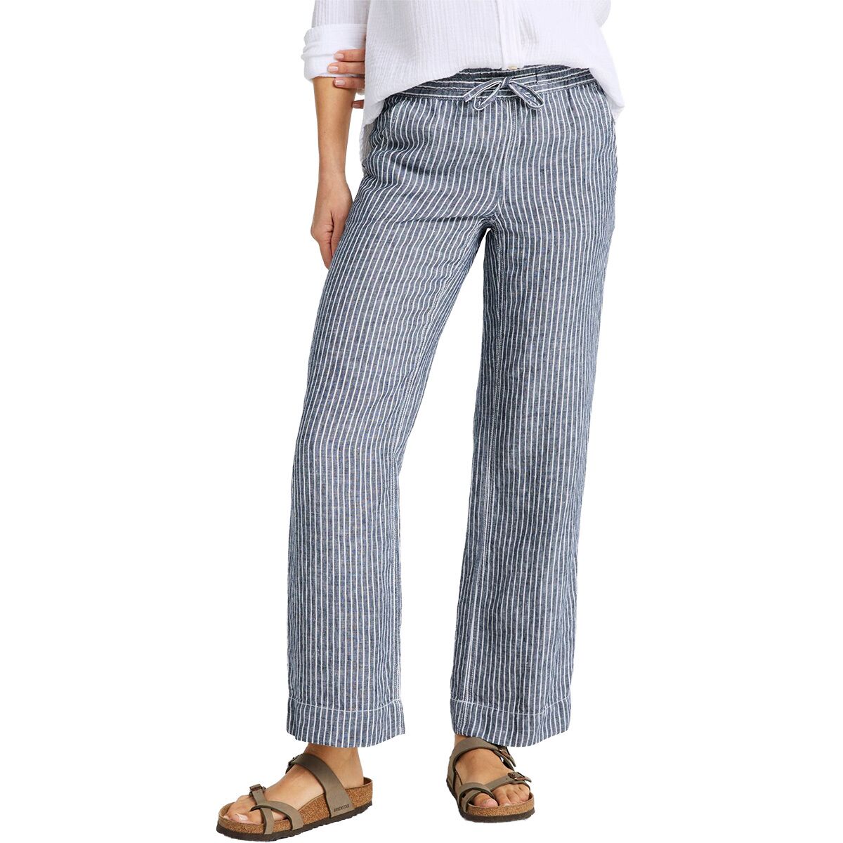 Image of L.L.Bean Premium Linen Breezy Pull-On Stripe Pant - Women's Classic Navy, 10/Reg