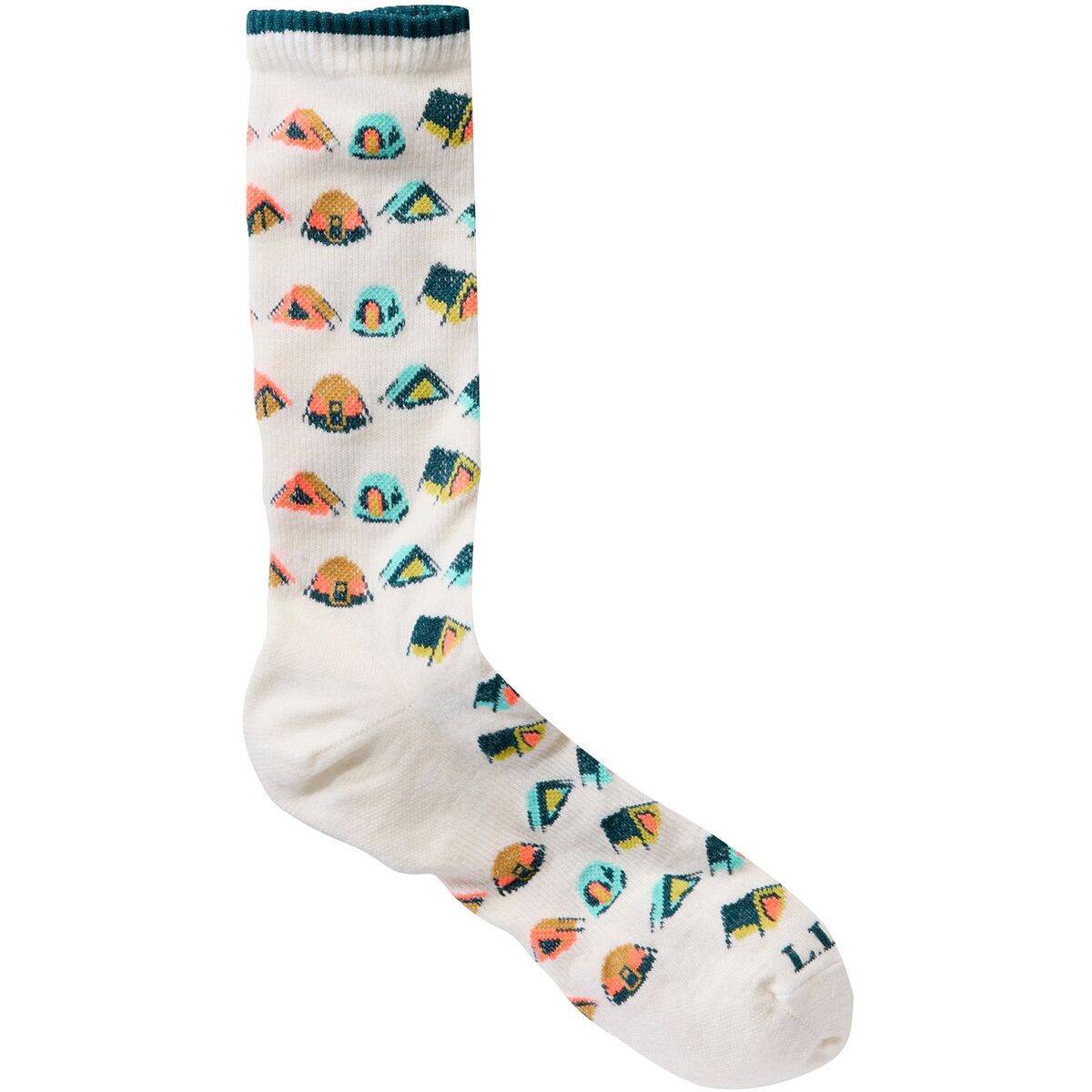 L.L.Bean Maine Motif Sock Sea Salt Tents, M