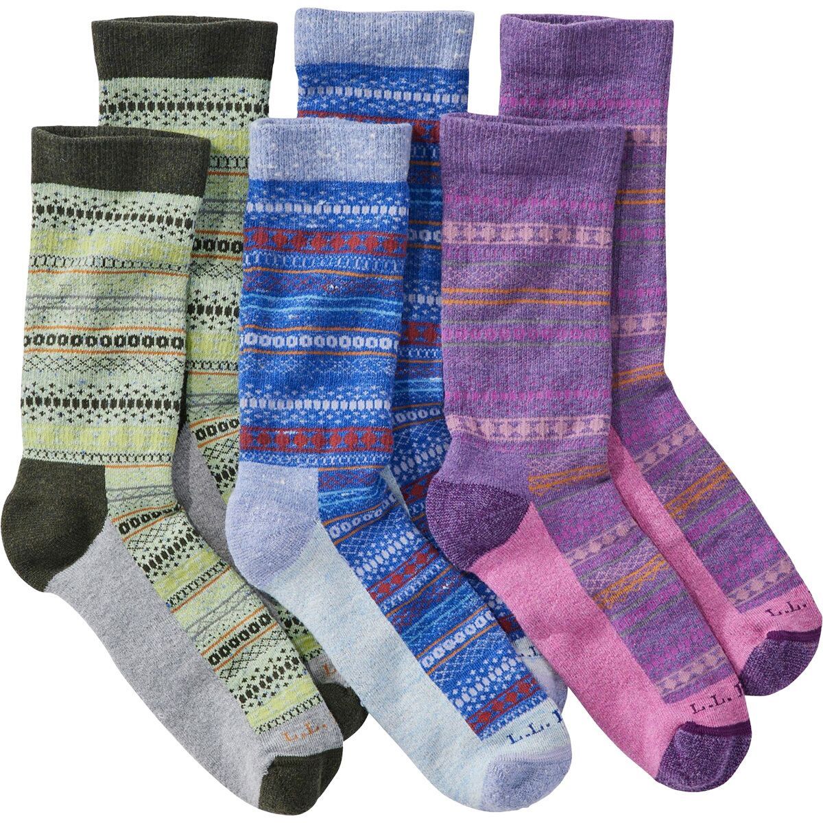 Image of L.L.Bean Wicked Soft Cotton Sock Fair Isle Gift Set - 3-Pack Fair Isle 3-Pack, M