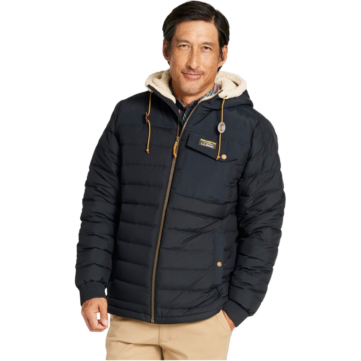 Image of L.L.Bean Mountain Classic Sherpa-Lined Hooded Down Jacket - Men's Black, S