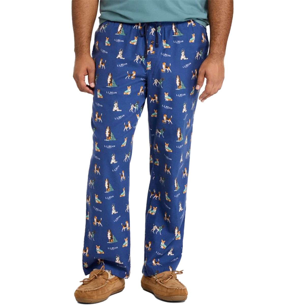 Image of L.L.Bean Wicked Cozy Flannel Sleep Pant - Men's Deep Blue Dog, L