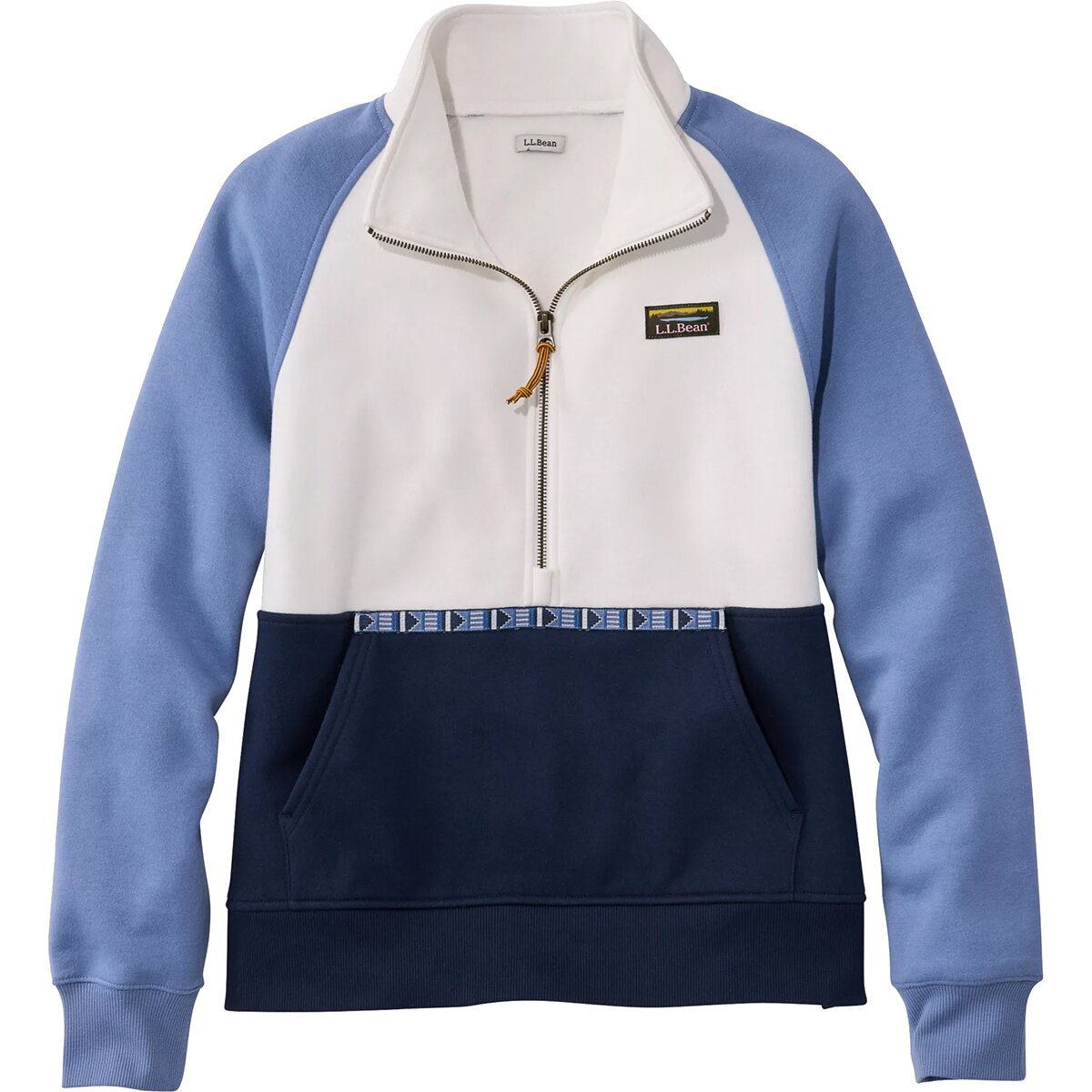 Image of L.L.Bean Mountain Classic Color Block 1/2-Zip Sweatshirt - Women's Deep Lake/Sea Salt/Classic Navy, XL