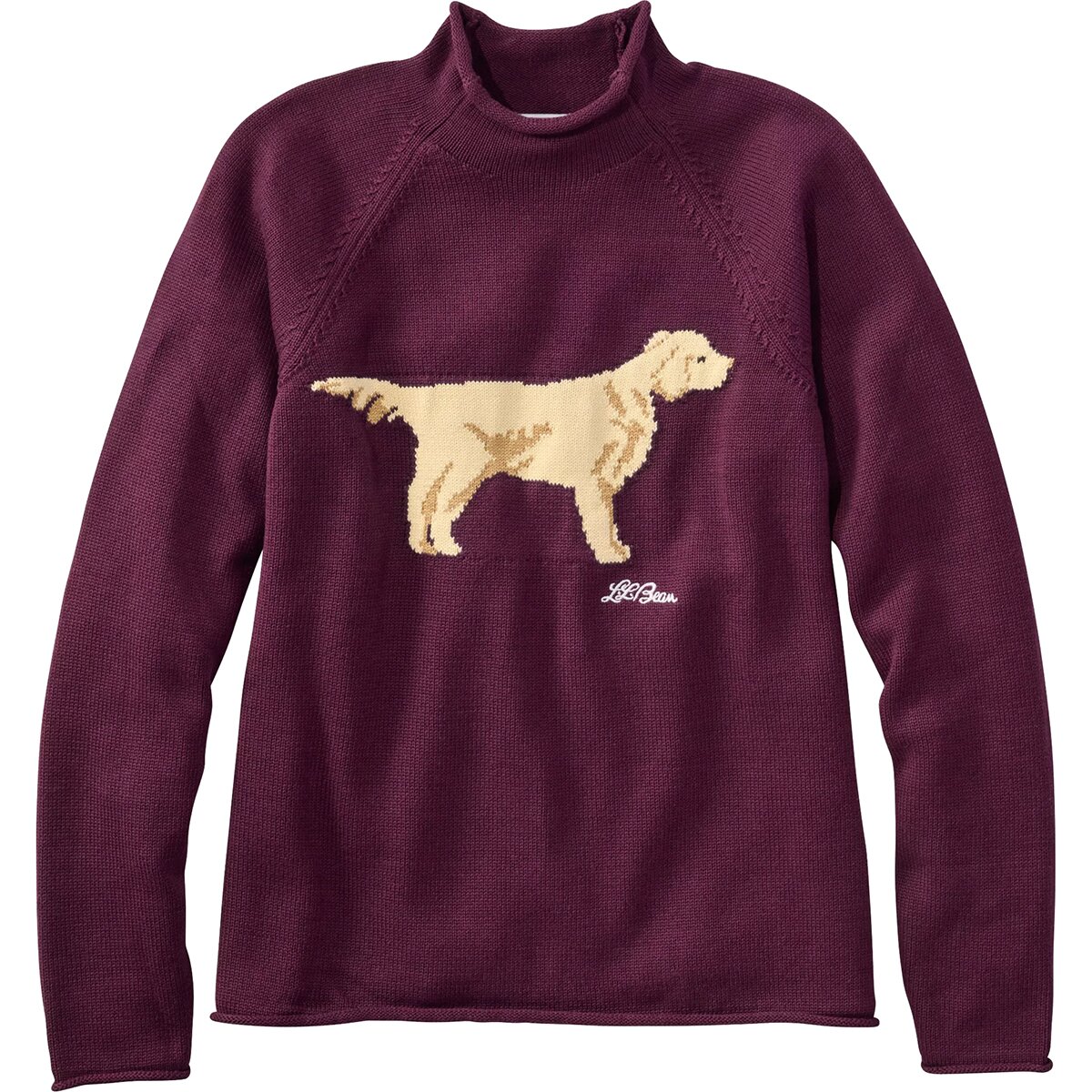 Image of L.L.Bean The Original Double L Rollneck Novelty Sweater - Women's Fig Golden Dog, M