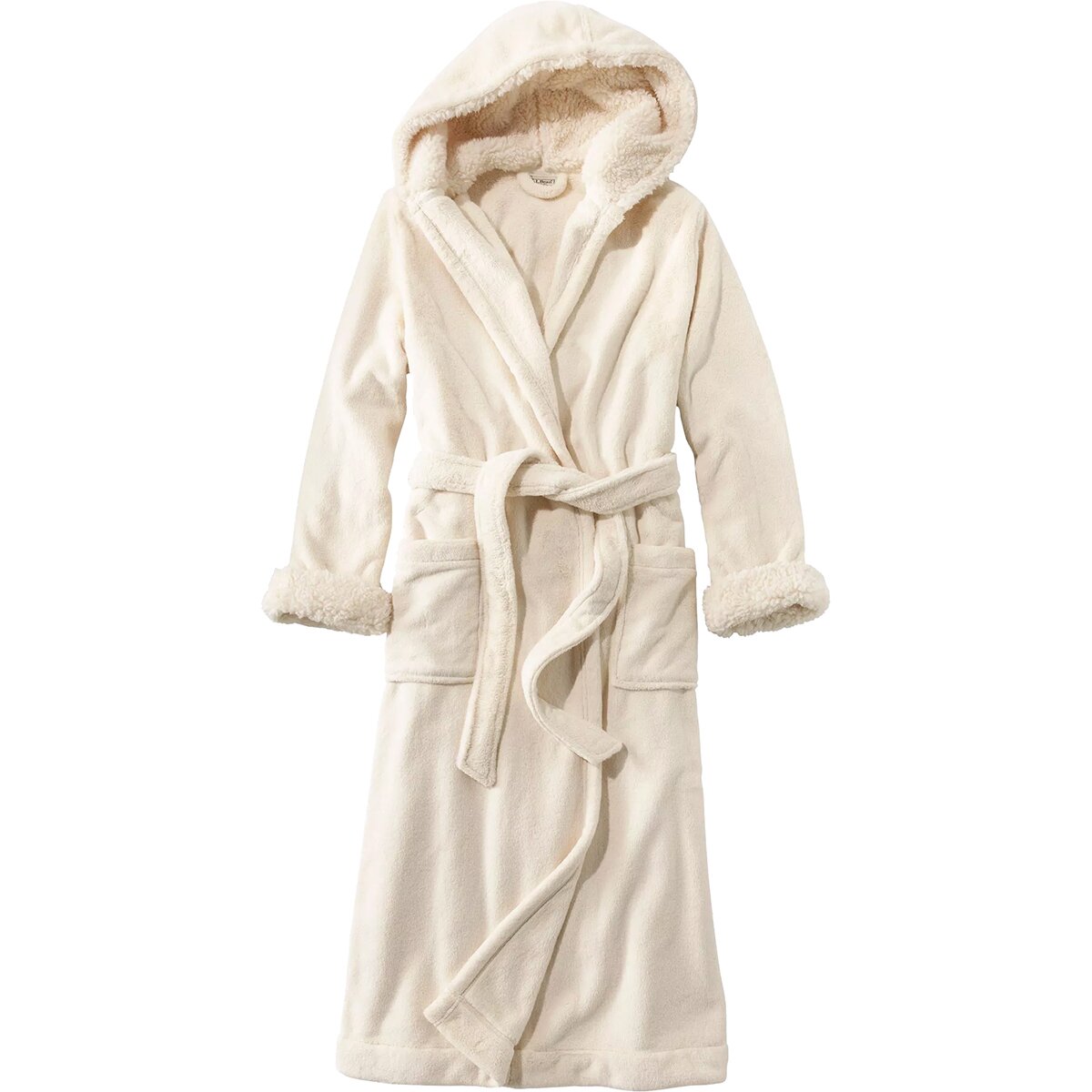 L.L.Bean Wicked Plush Robe Hoodie - Women's Cream, S