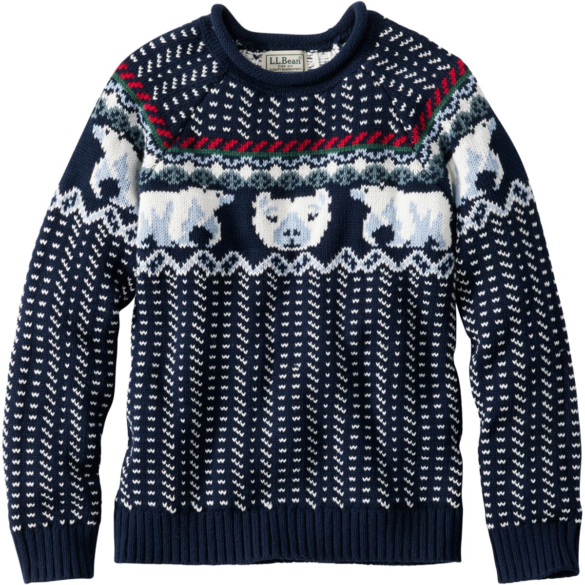 L.L.Bean Cotton Rollneck Sweater - Little Kids' Classic Navy Polar Fairisle, S/4