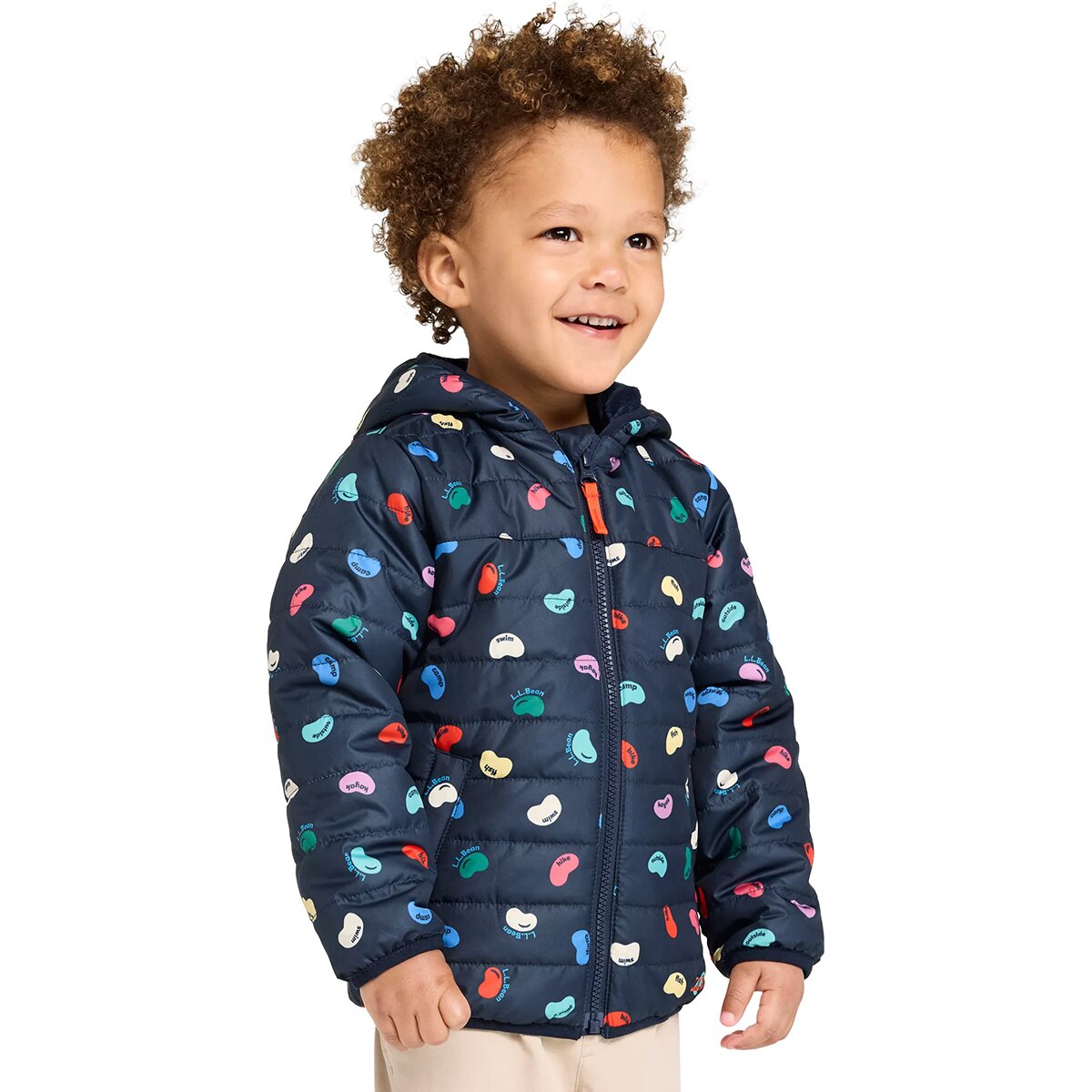 Image of L.L.Bean Fleece-Lined Insulated Print Jacket - Toddlers' Carbon Navy Tossed Beans, 3T