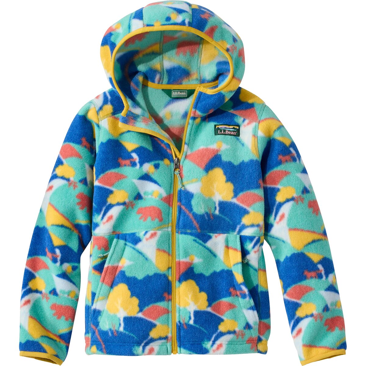 Image of L.L.Bean Mountain Classic Hooded Fleece Jacket - Kids' Silver Pine Hills, XL/18