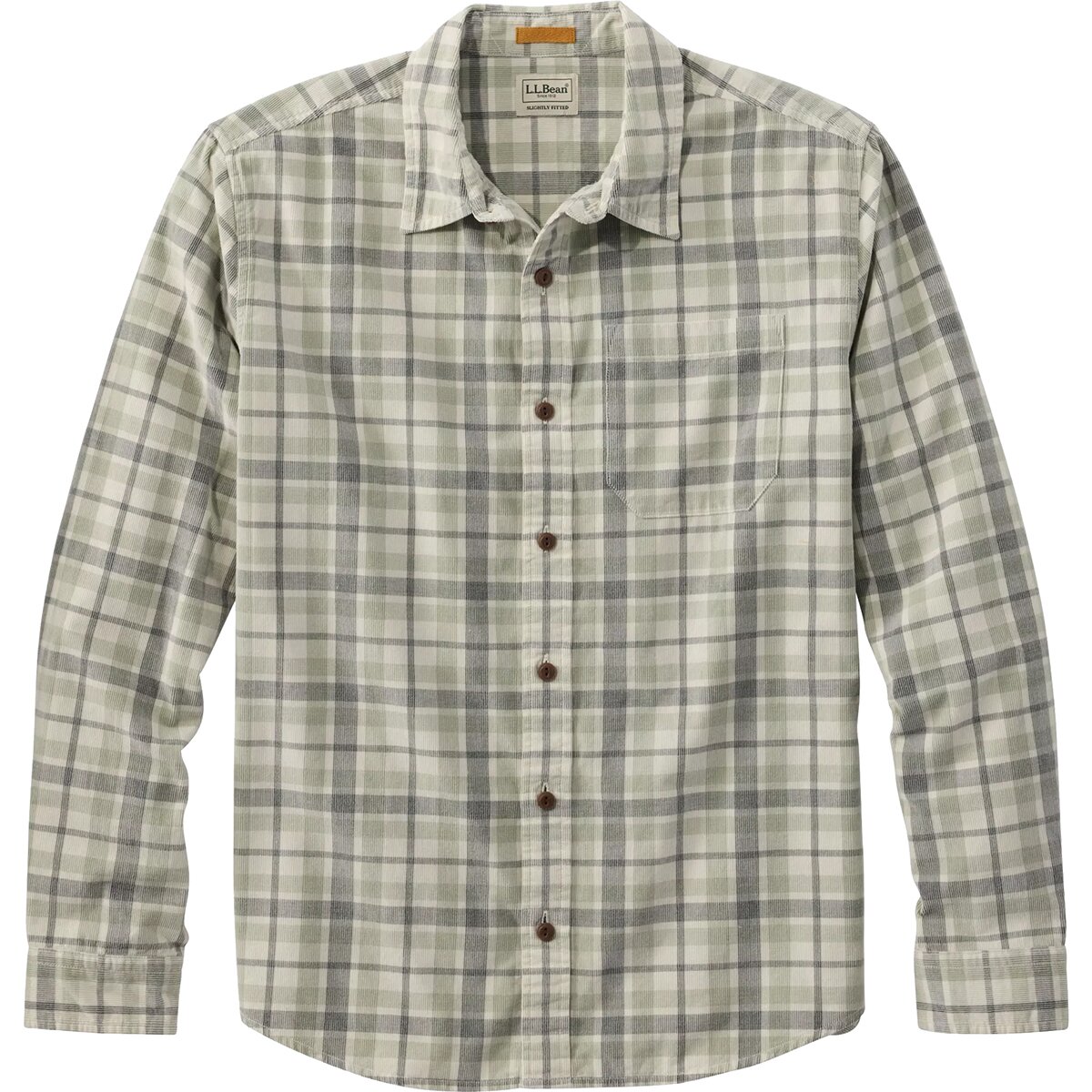 L.L.Bean Sunwashed Corduroy Long-Sleeve Shirt - Men's Silver Birch, XL