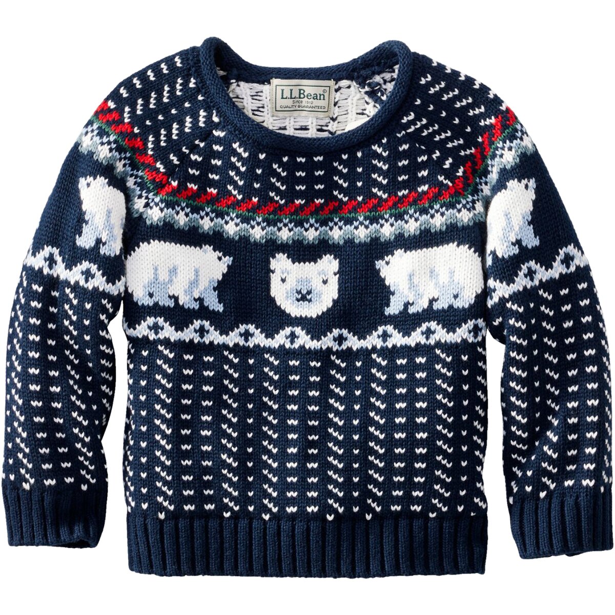 L.L.Bean Cotton Rollneck Sweater - Infants' Classic Navy Polar Fairisle, 6-12M
