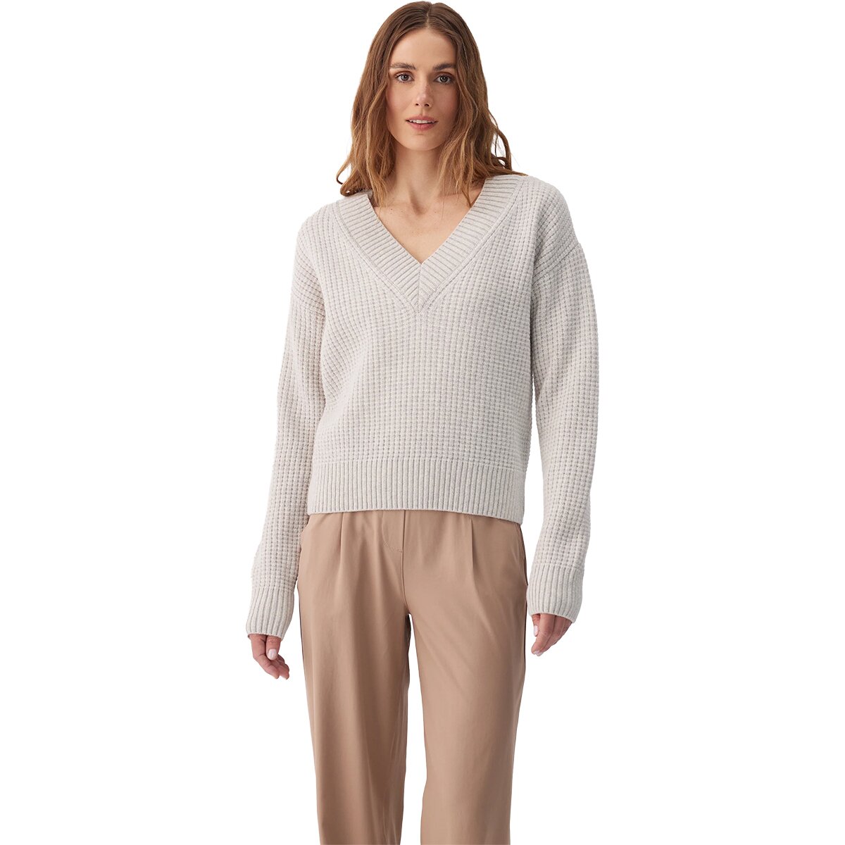Image of Lole Verdun V-Neck Sweater - Women's Birch Heather, S
