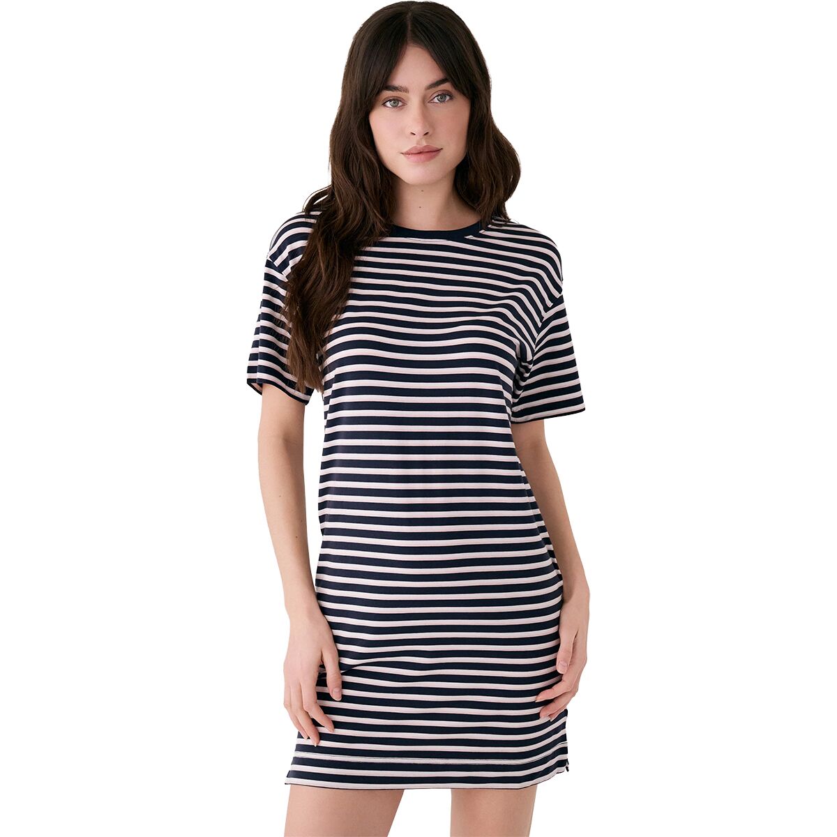 Image of Lole Dynamic T-Shirt Dress - Women's Dynamic Stripe Outerspace, M
