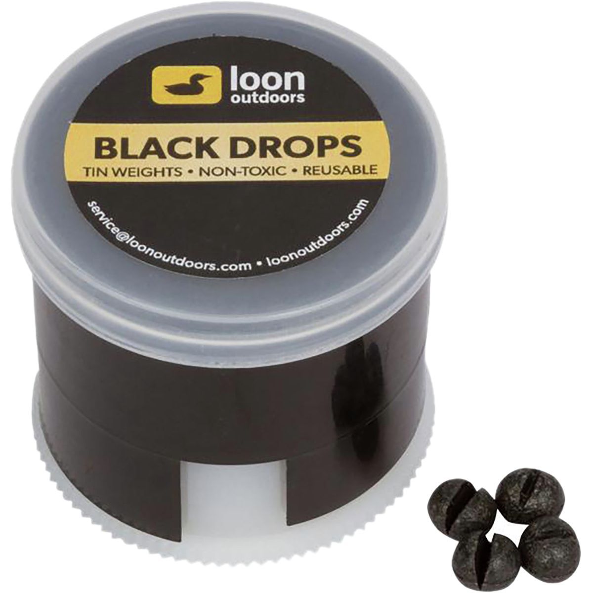 Loon Outdoors Black Drops Twist Pots - Split Shot Black, No. 1