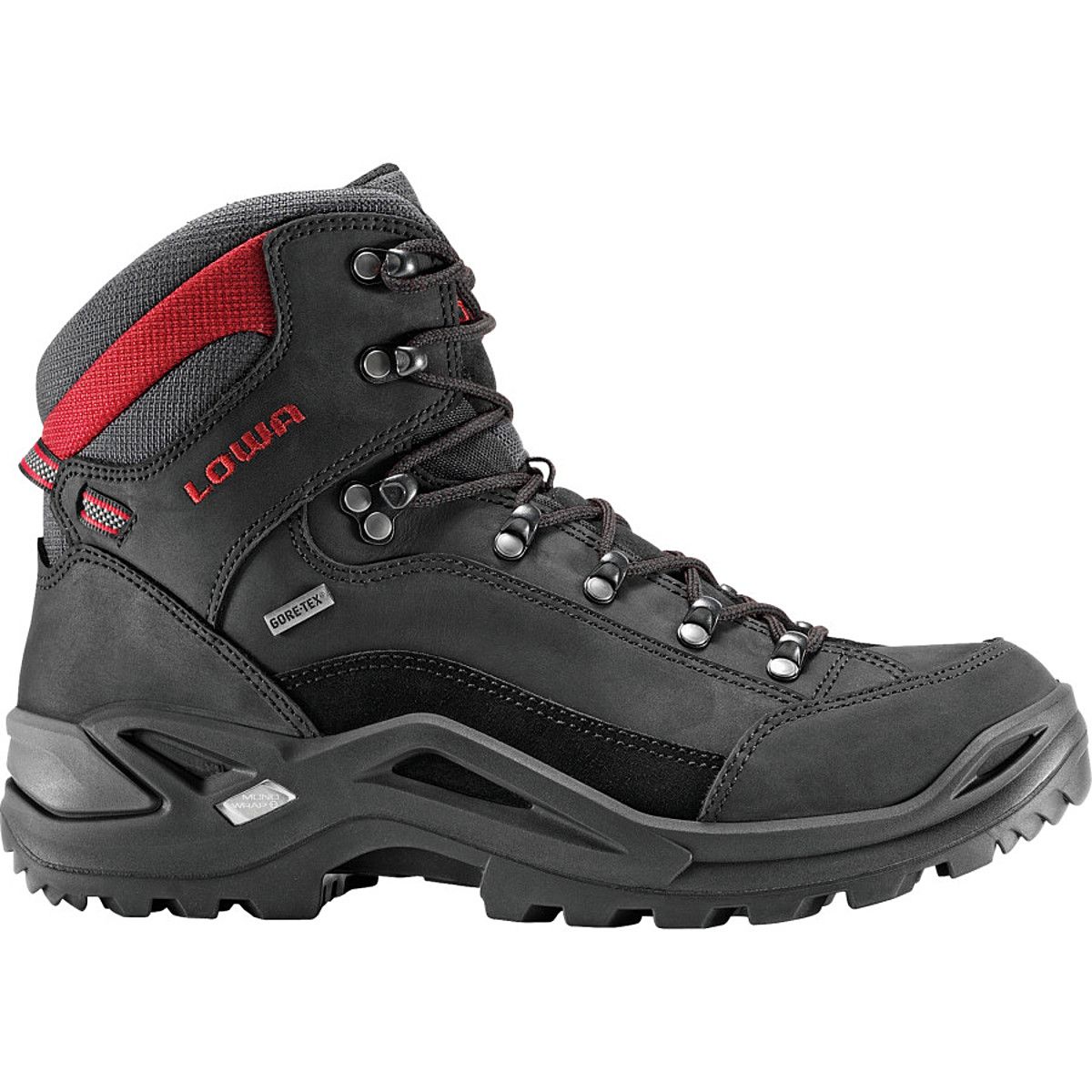 Lowa Renegade GTX Mid Hiking Boot - Men's Black Red, 10.0