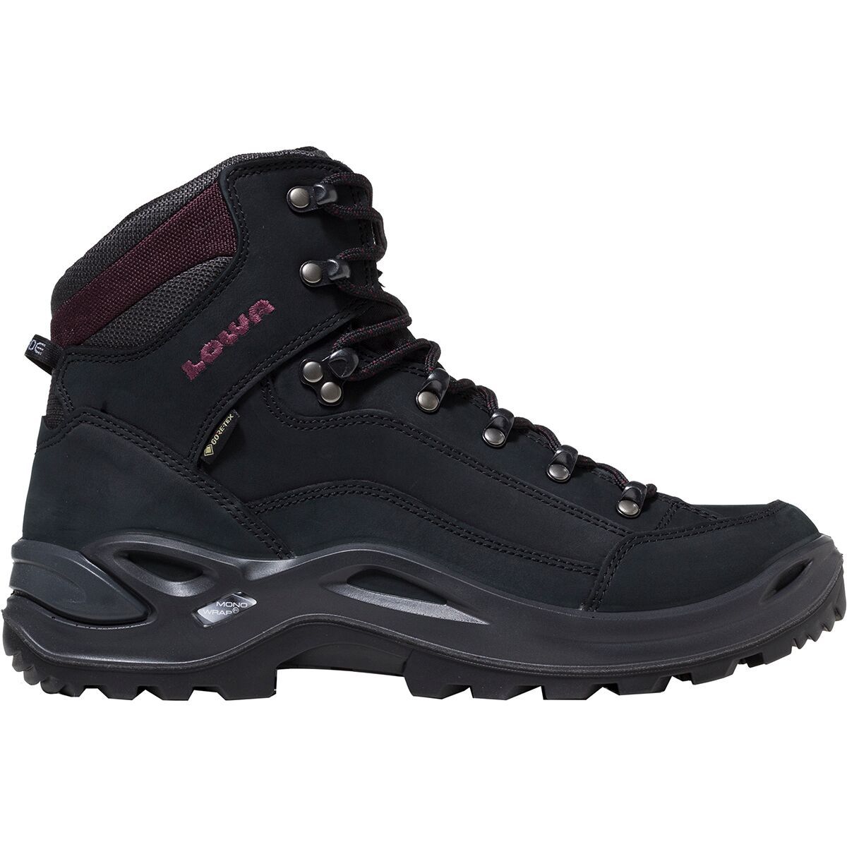 Lowa Renegade GTX Mid Boot - Women's Black/Burgundy, 6.0