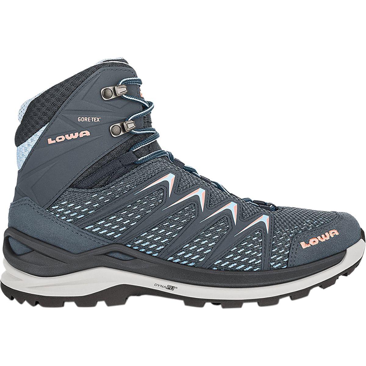 Image of Lowa Innox GTX Mid Hiking Boot - Women's Steel Blue/Salmon, 6.5