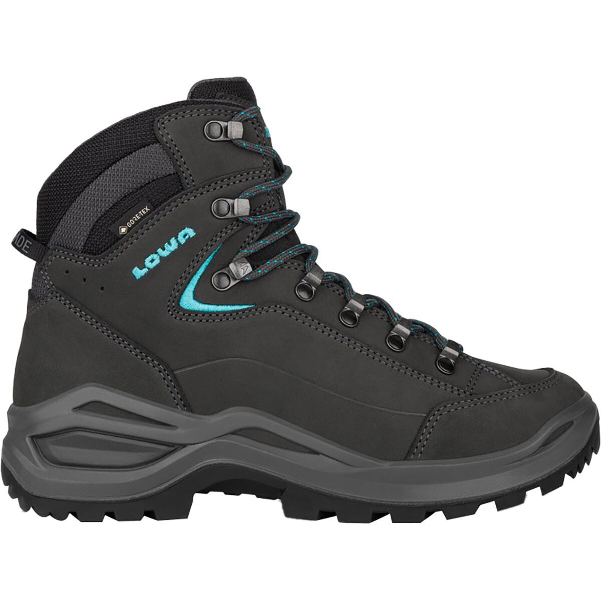 Image of Lowa Renegade Evo GTX Mid Hiking Boot - Women's Asphalt/Turquoise, 6.0