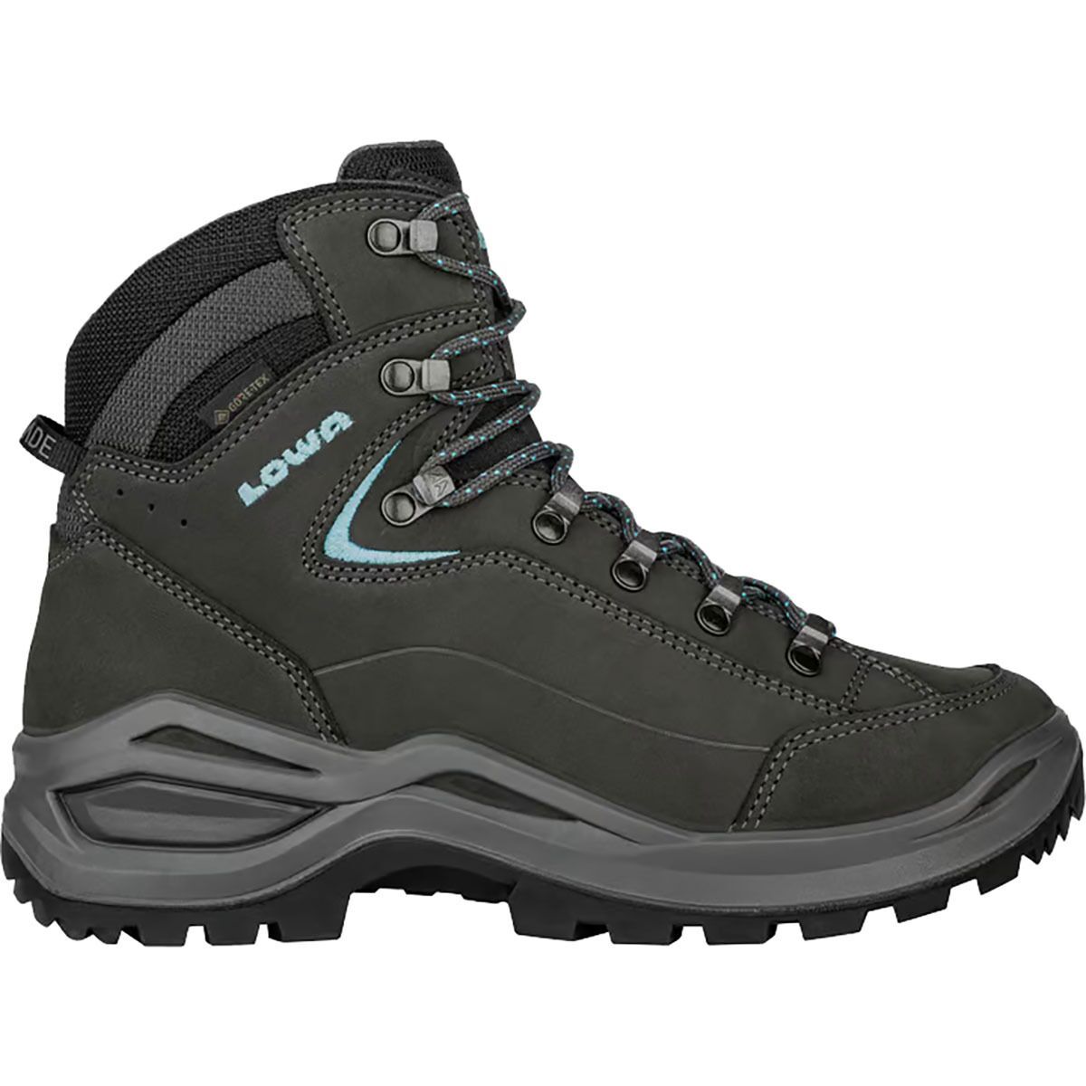 Lowa Renegade Evo GTX Mid Wide Hiking Shoe - Women's Asphalt/Turquoise, 8.0