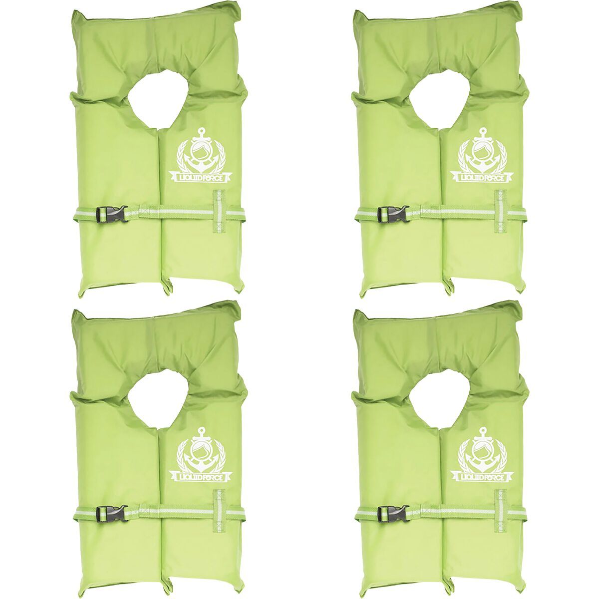 Liquid Force Boaters Safety CGA Life Vest - 4-Pack High Vis. Green, One Size