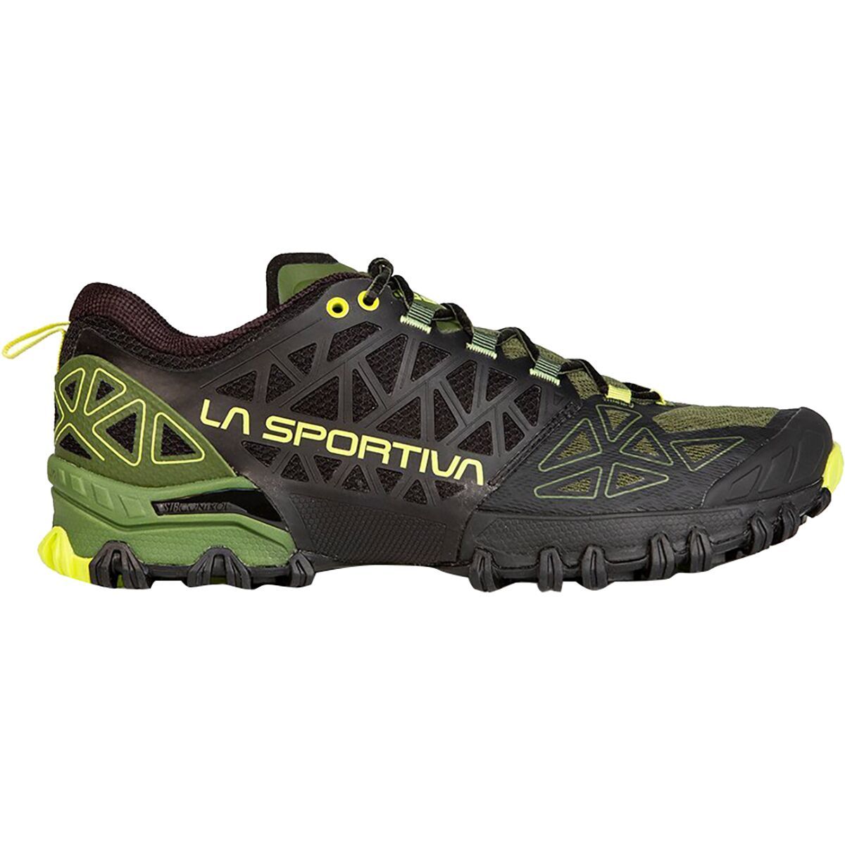 La Sportiva Bushido II Trail Running Shoe - Men's Olive/Neon, 48.5
