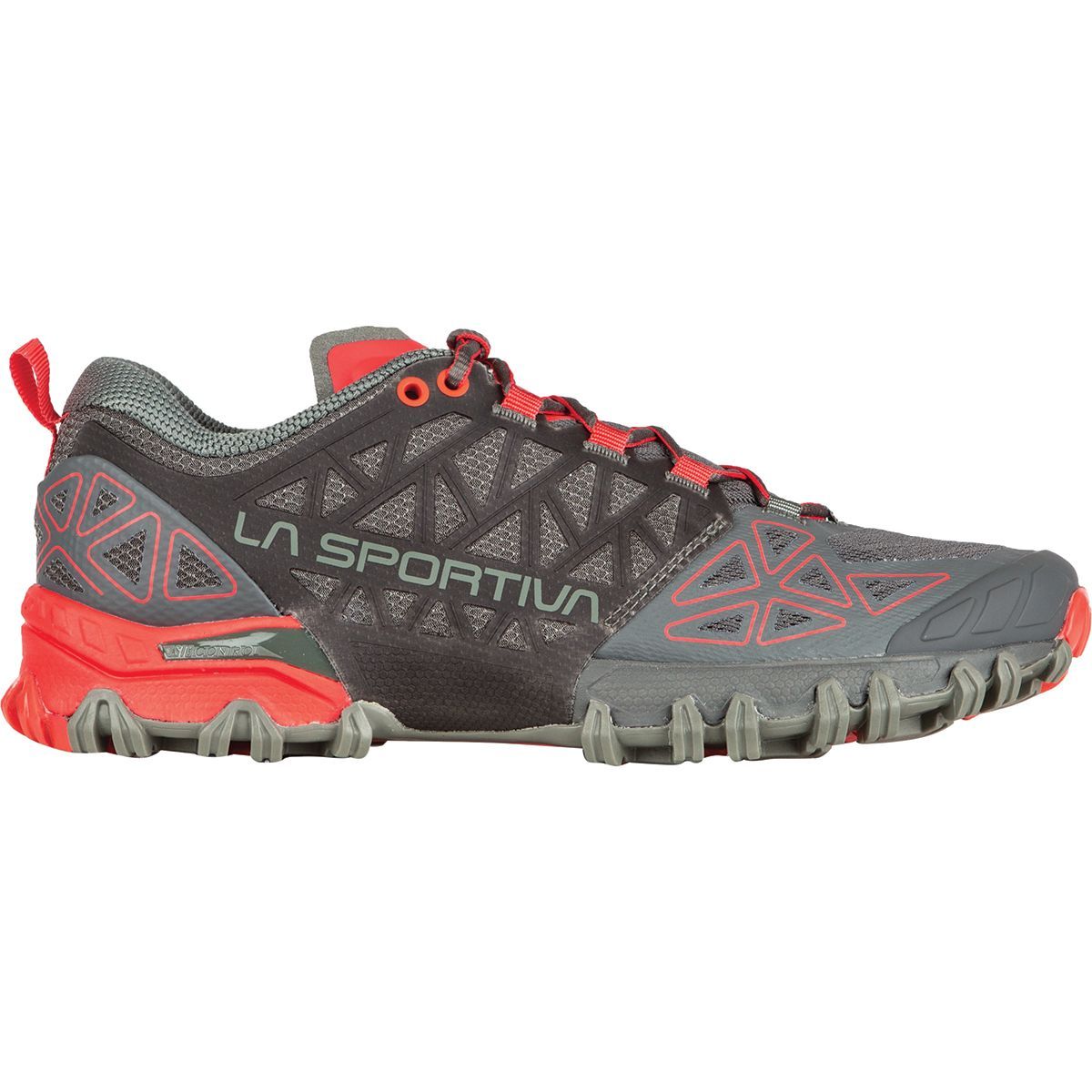 La Sportiva Bushido II Trail Running Shoe - Women's Carbon/Hibiscus, 37.5