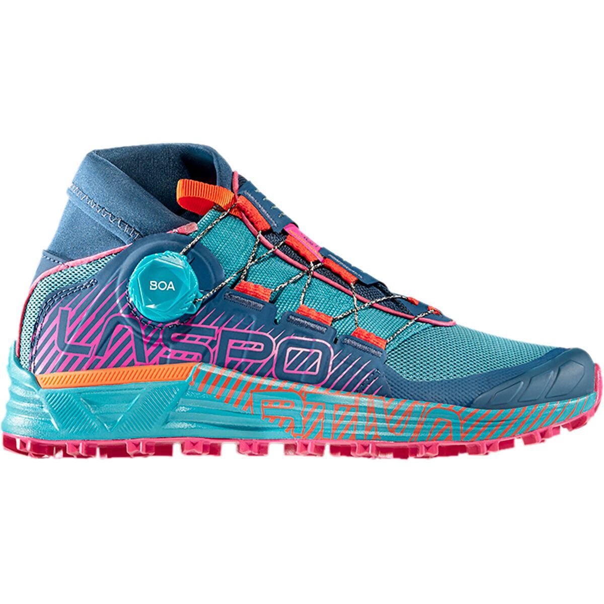 Image of La Sportiva Cyklon Trail Running Shoe - Women's Storm Blue/Cherry Tomato, 36.5