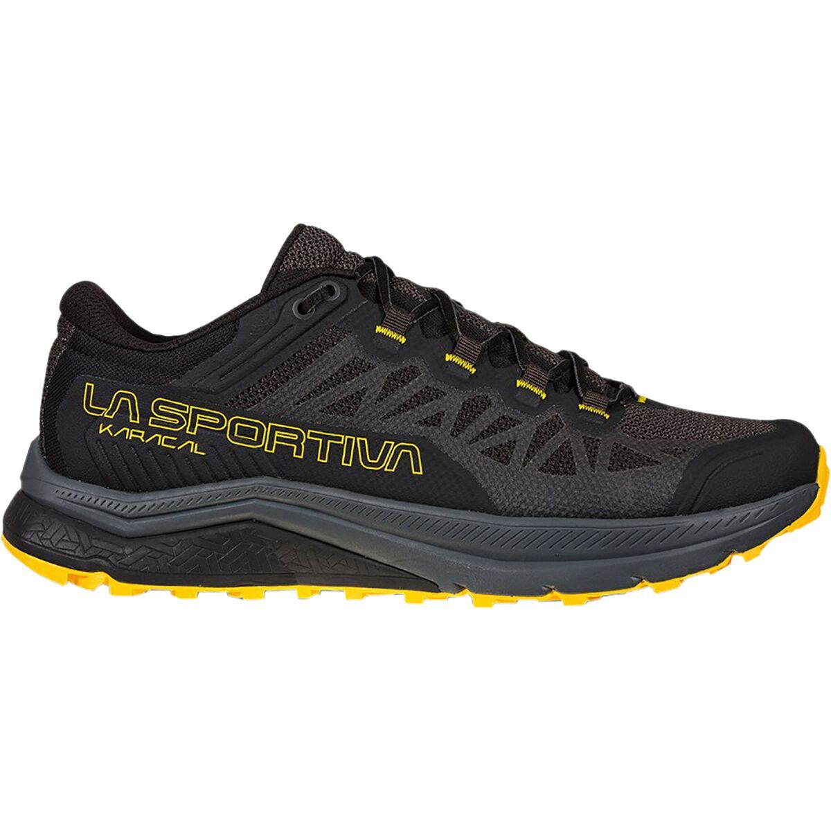 La Sportiva Karacal Trail Running Shoe - Men's Black/Yellow, 41.5