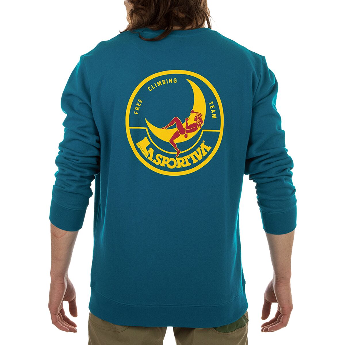 Image of La Sportiva Climbing On The Moon Sweatshirt - Men's Turchese/Giallo, XS
