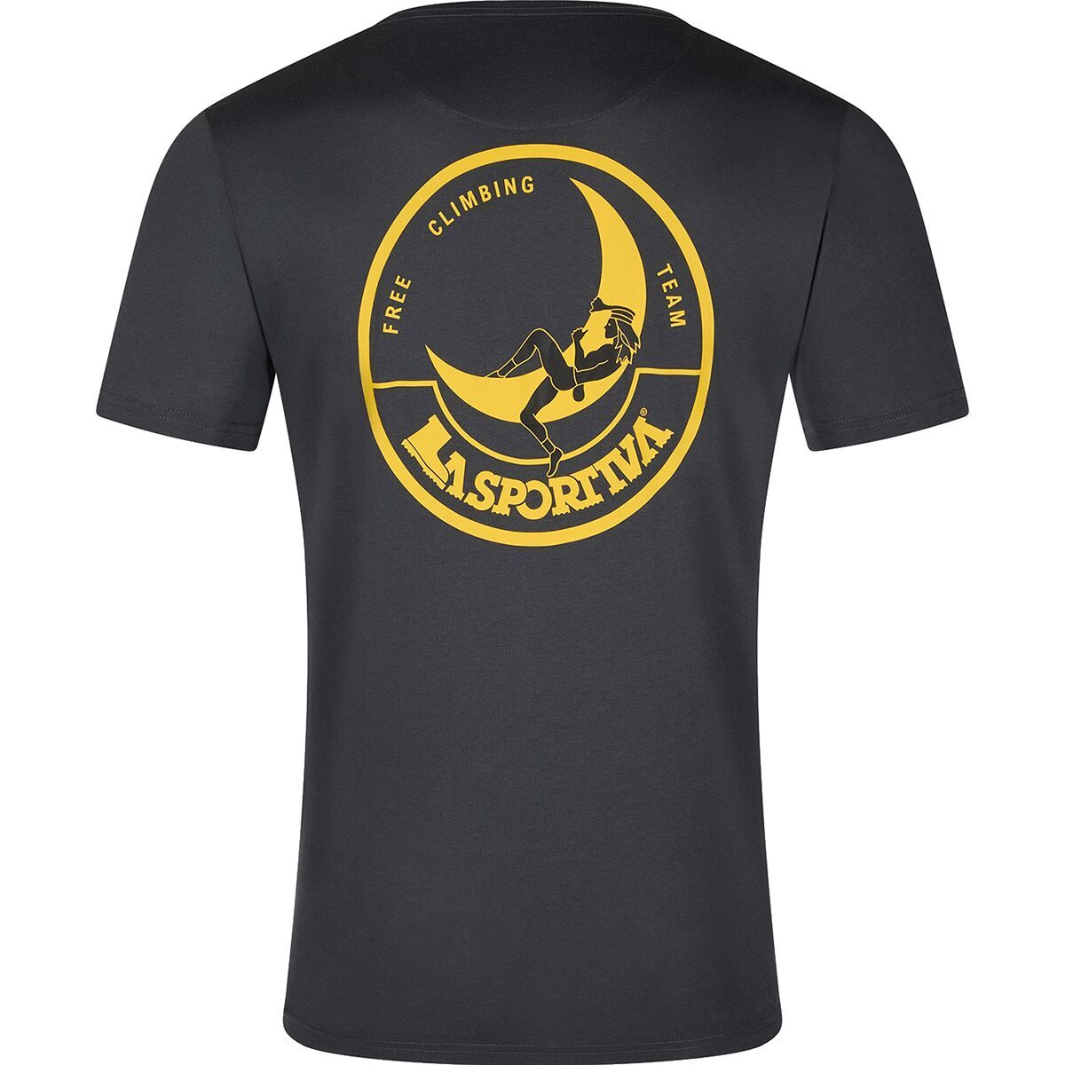 La Sportiva Climbing On The Moon T-Shirt - Men's Carbon/Giallo, XS