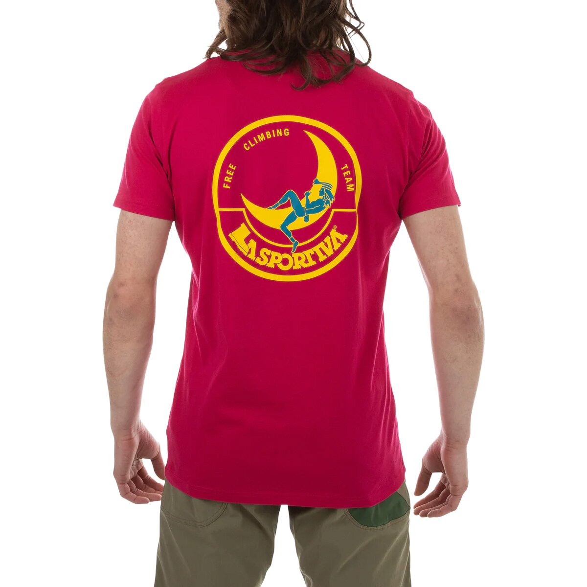 Image of La Sportiva Climbing On The Moon T-Shirt - Men's Fucsia/Giallo, L