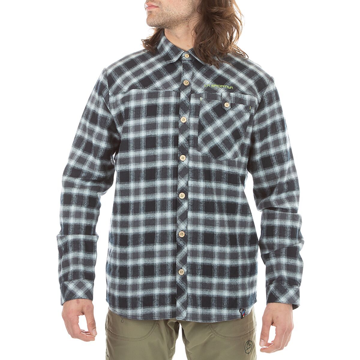 La Sportiva Rambler Flannel Shirt - Men's Black/Lime Punch, S