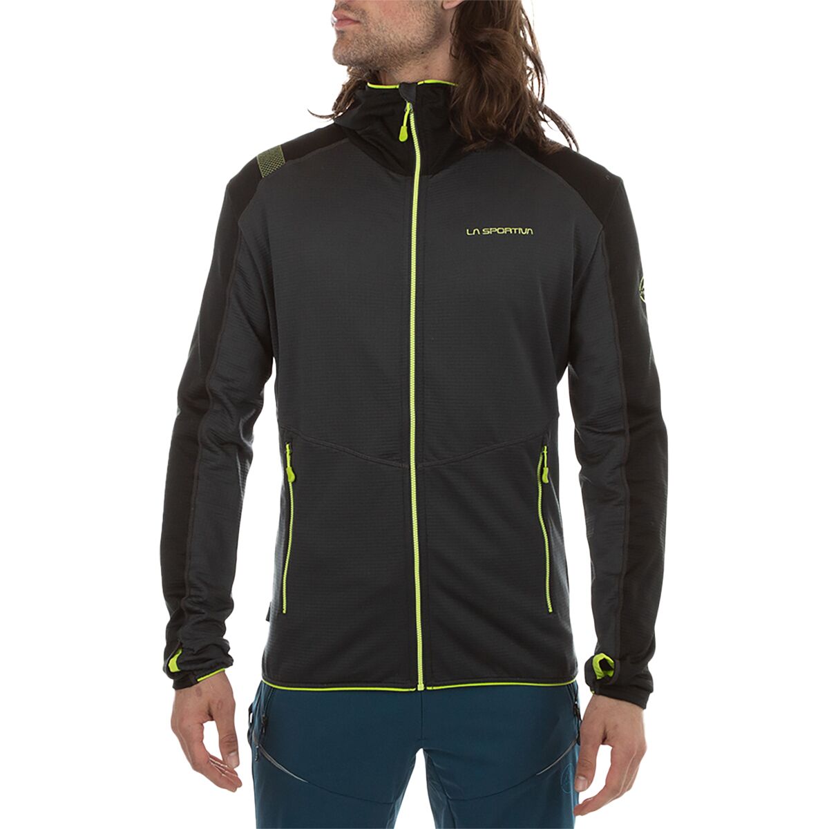 La Sportiva La Sportiva Upendo Hooded Fleece Jacket - Men's Carbon/Lime Punch, S
