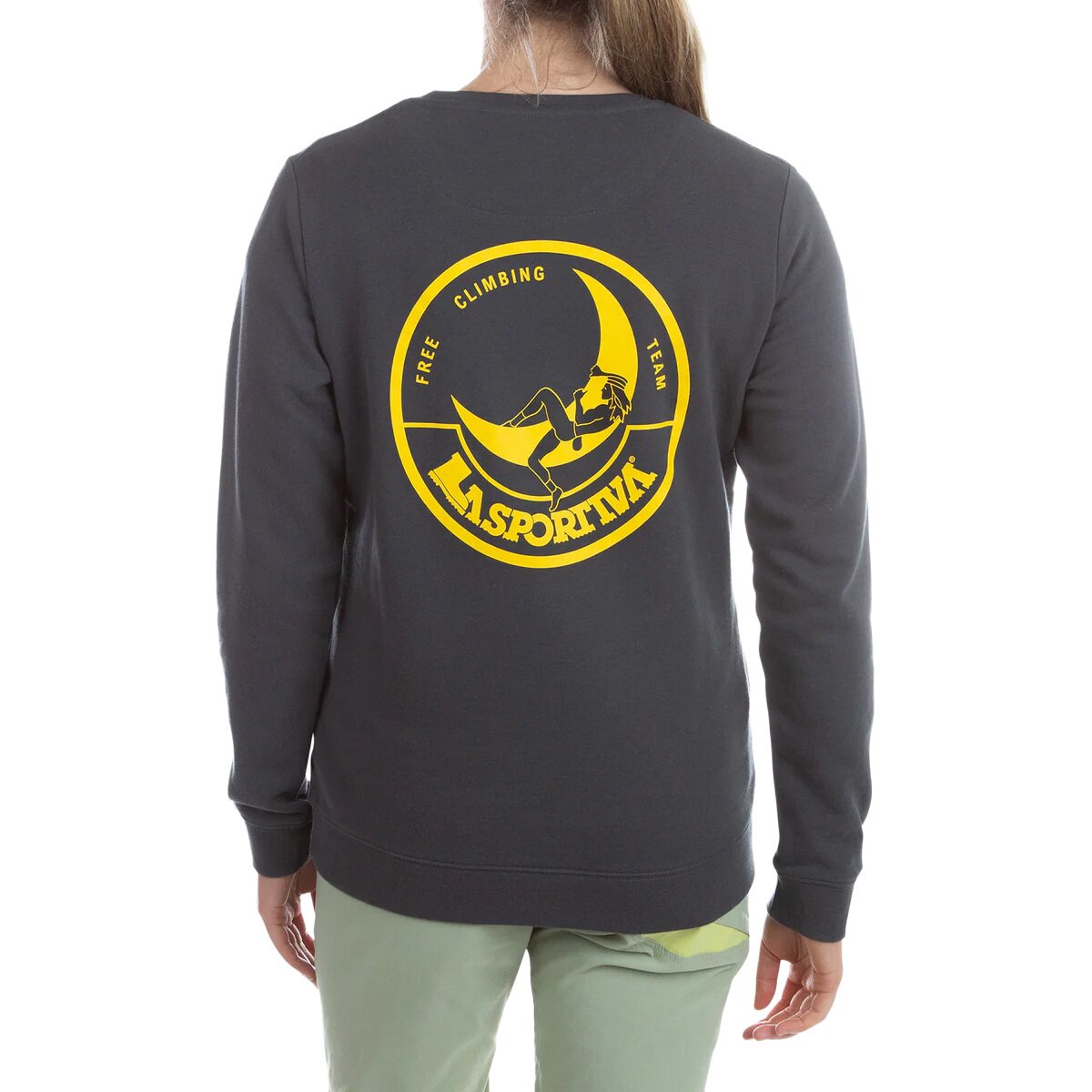 Image of La Sportiva Climbing On The Moon Sweatshirt - Women's Carbon/Giallo, S