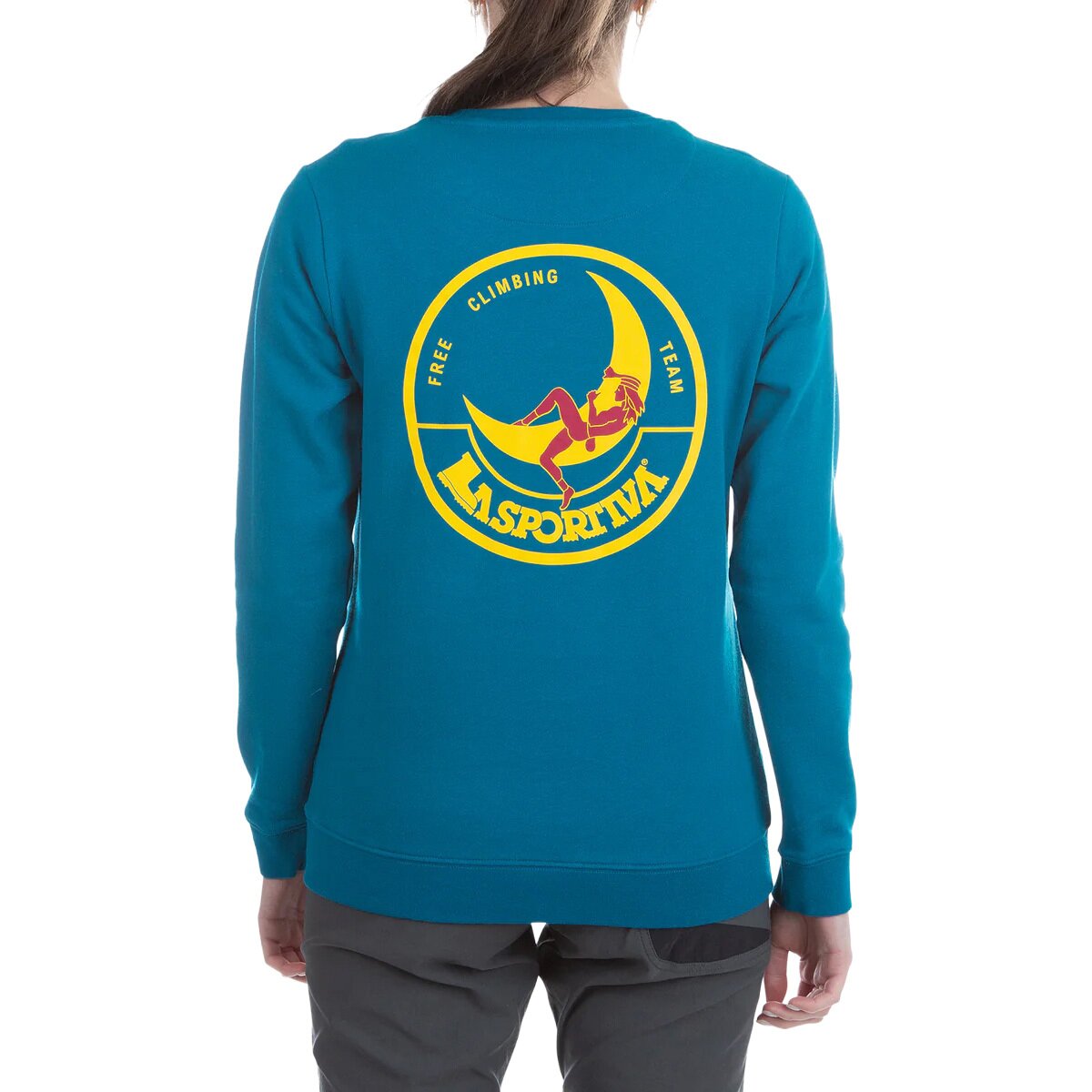 Image of La Sportiva Climbing On The Moon Sweatshirt - Women's Turchese/Giallo, XS