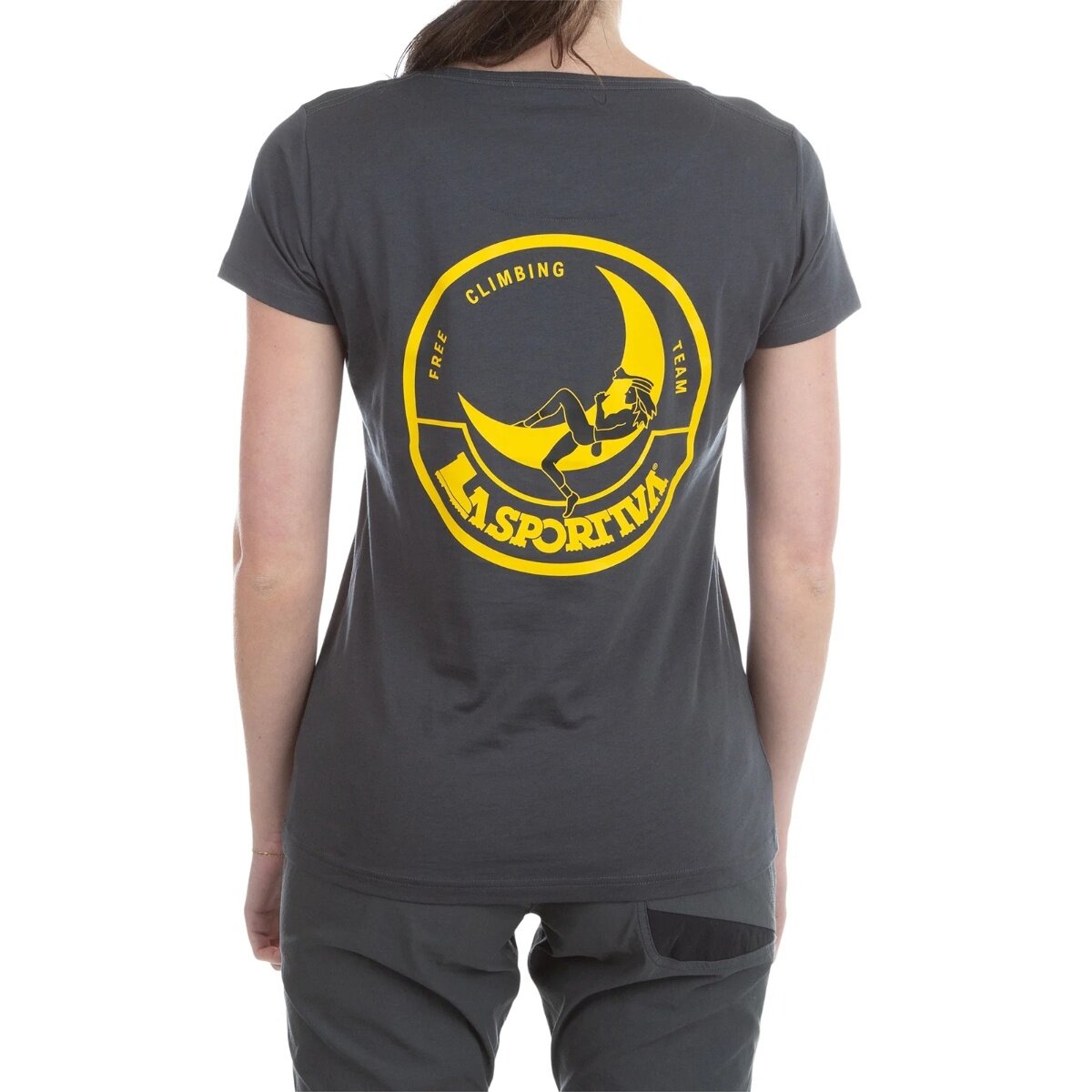 Image of La Sportiva Climbing On The Moon T-Shirt - Women's Carbon/Giallo, M