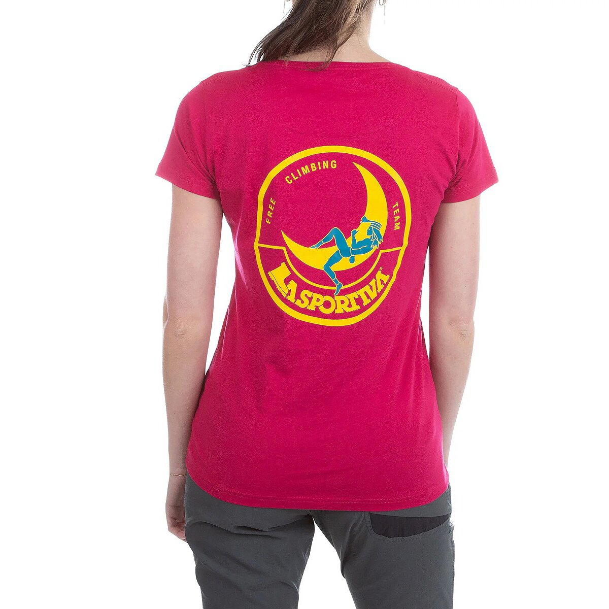 Image of La Sportiva Climbing On The Moon T-Shirt - Women's Fucsia/Giallo, L