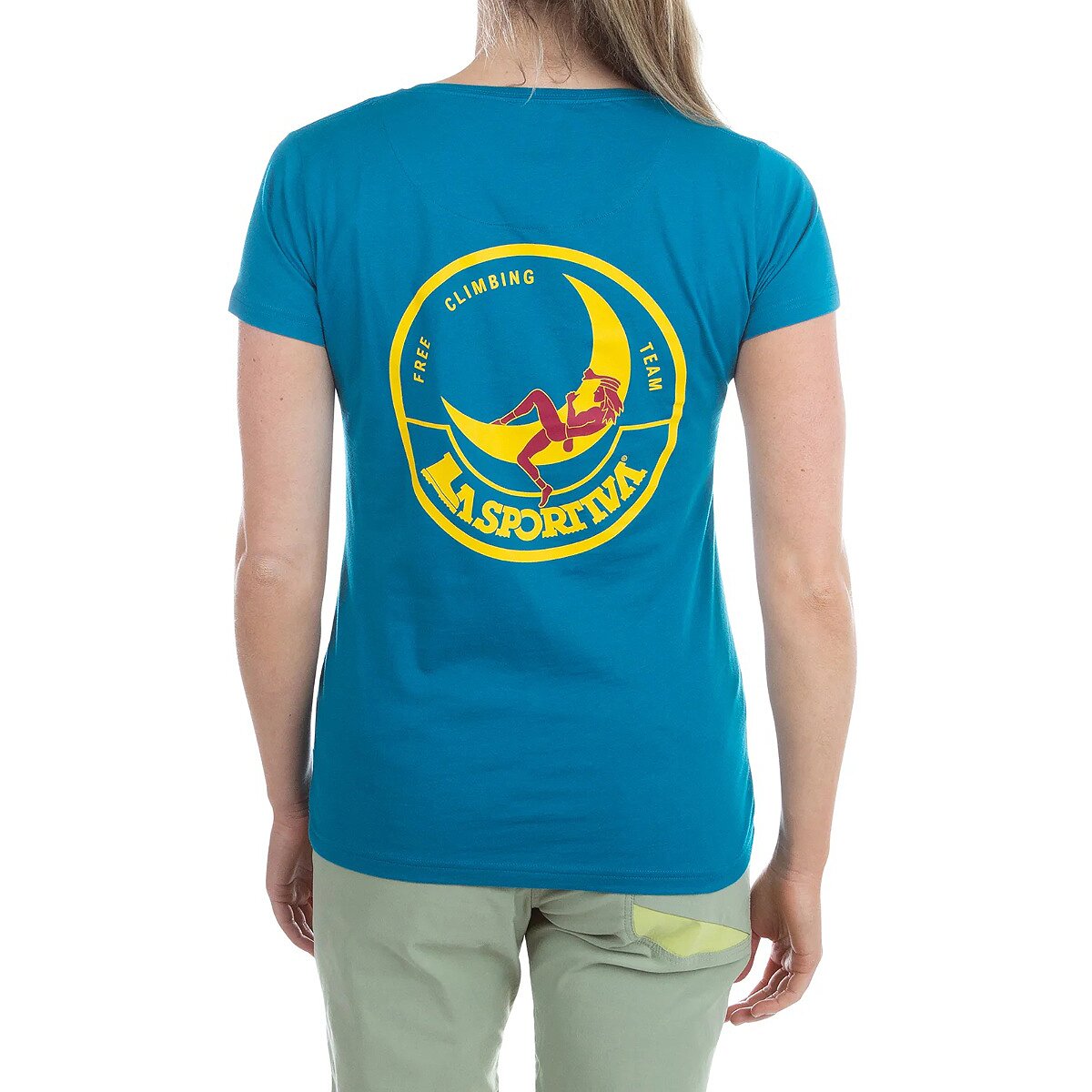 Image of La Sportiva Climbing On The Moon T-Shirt - Women's Turchese/Giallo, L