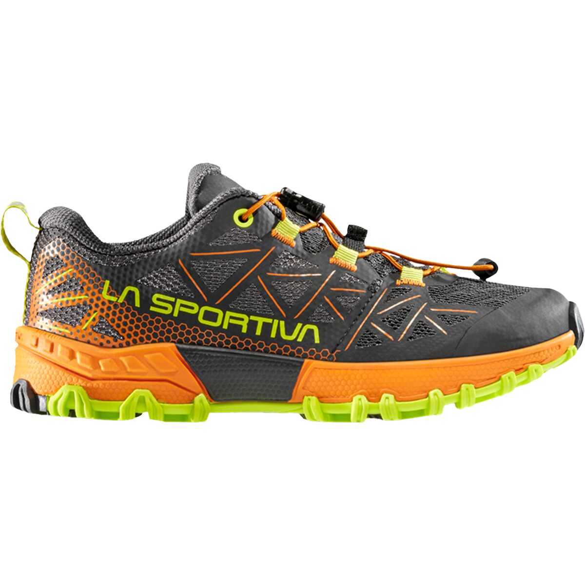 Image of La Sportiva Bushido II Trail Running Shoe - Kids' Carbon/Hawaiian Sun, 26.0