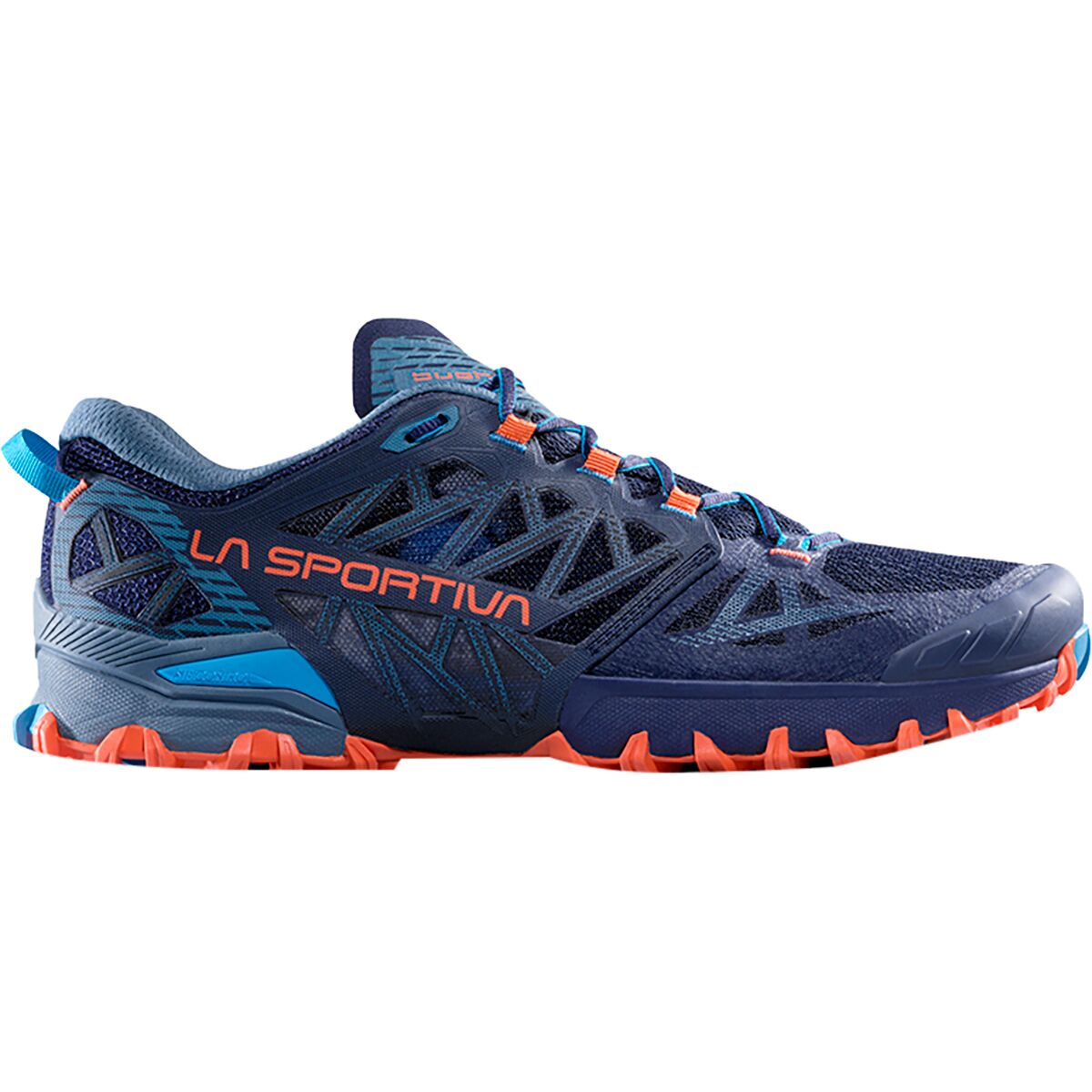 Image of La Sportiva Bushido III Trail Running Shoe - Men's Deep Sea/Cherry Tomato, 42.5