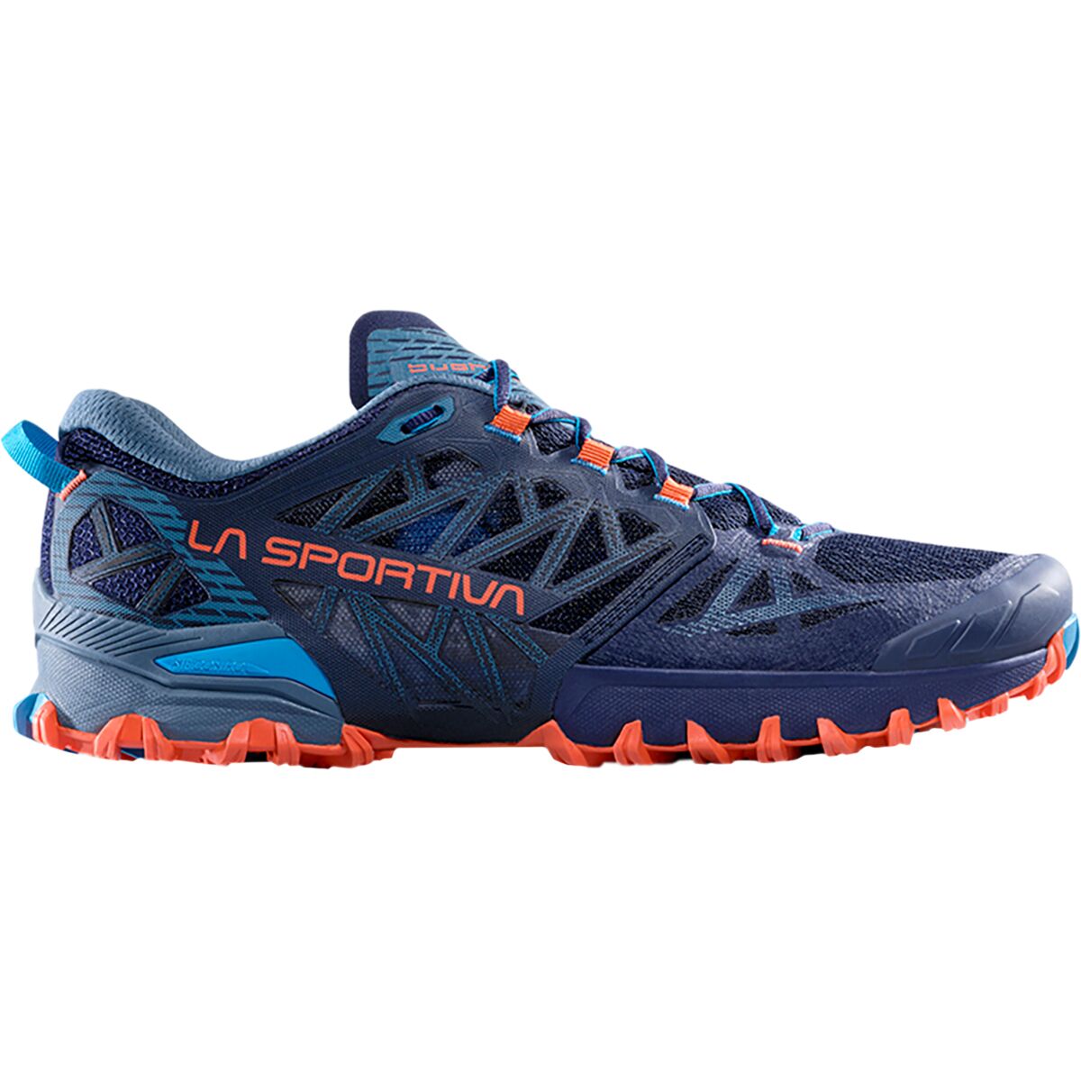 Image of La Sportiva Bushido III Wide Trail Running Shoe - Men's Deep Sea/Cherry Tomato W, 43.5