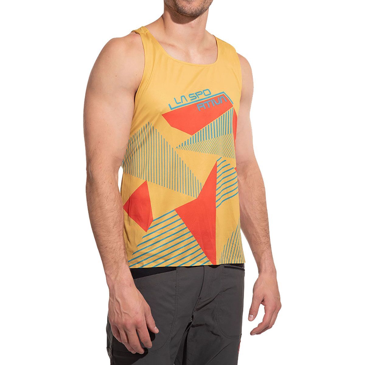 La Sportiva Comp Tank Top - Men's Bamboo/Cherry Tomato, L