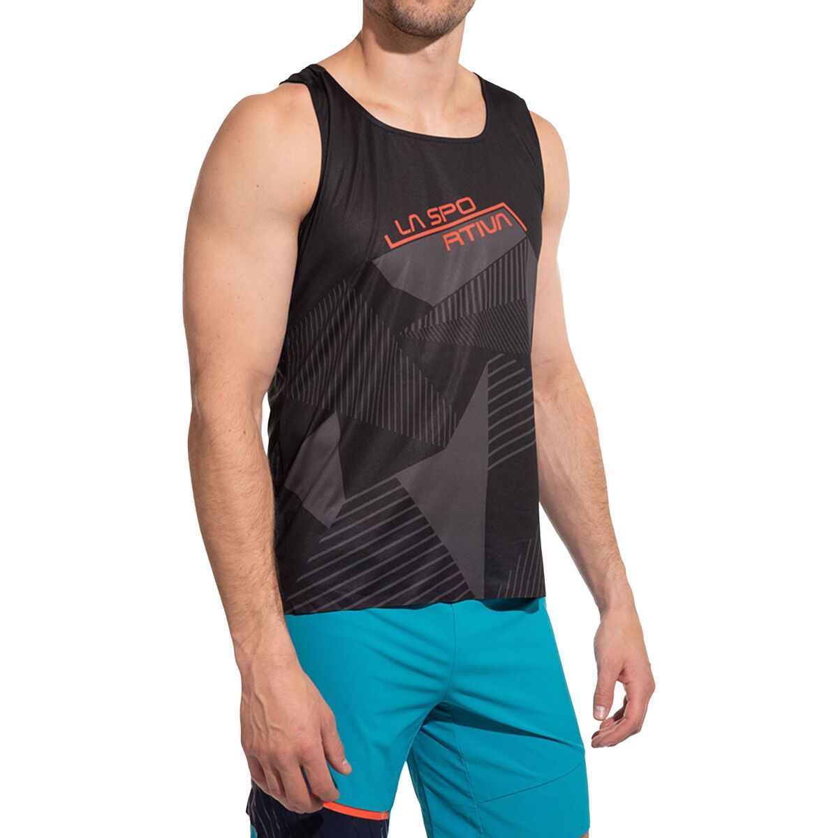 La Sportiva Comp Tank Top - Men's Black/Cherry Tomato, S