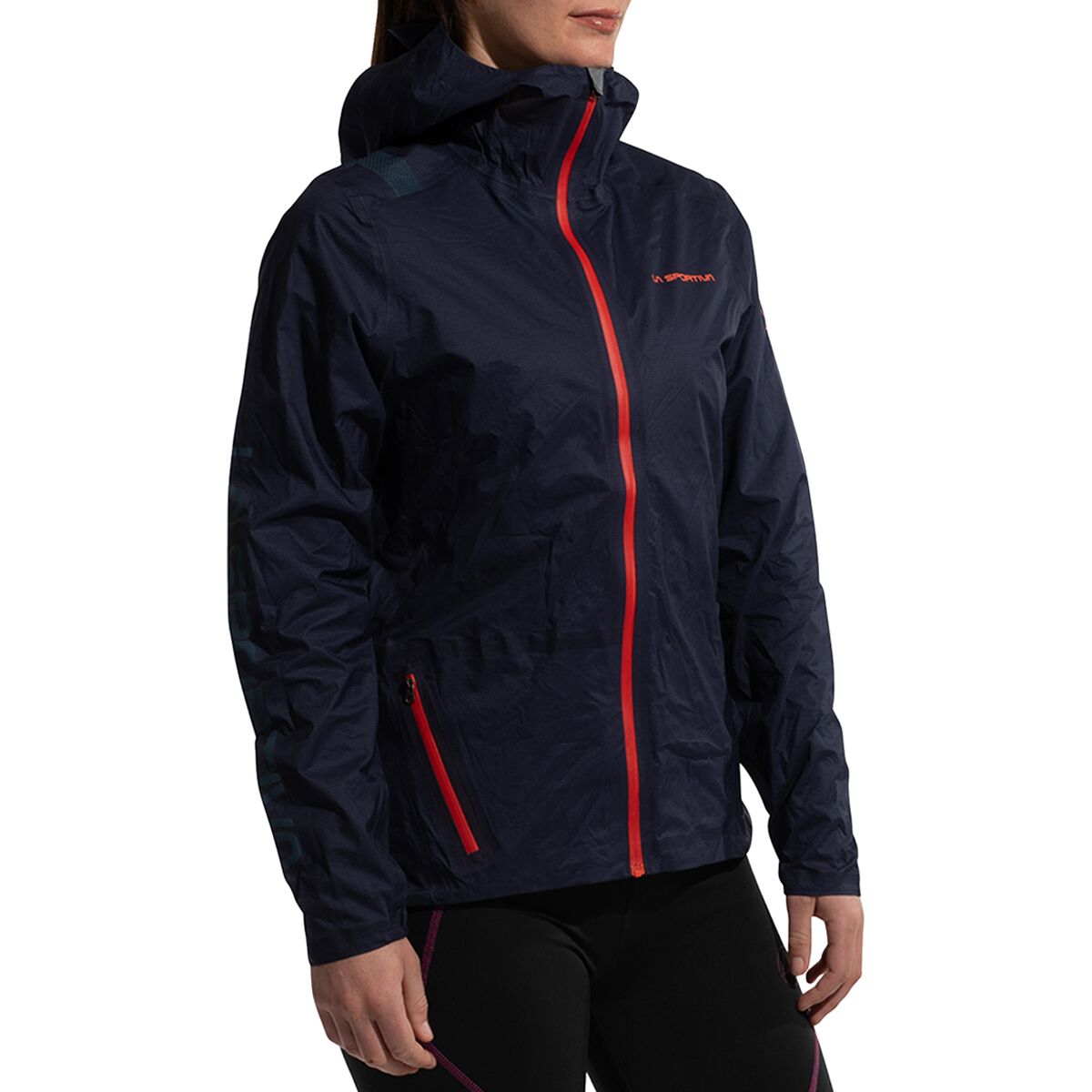 Image of La Sportiva Ethereal Pro Jacket - Women's Deep Sea/Cherry Tomato, S