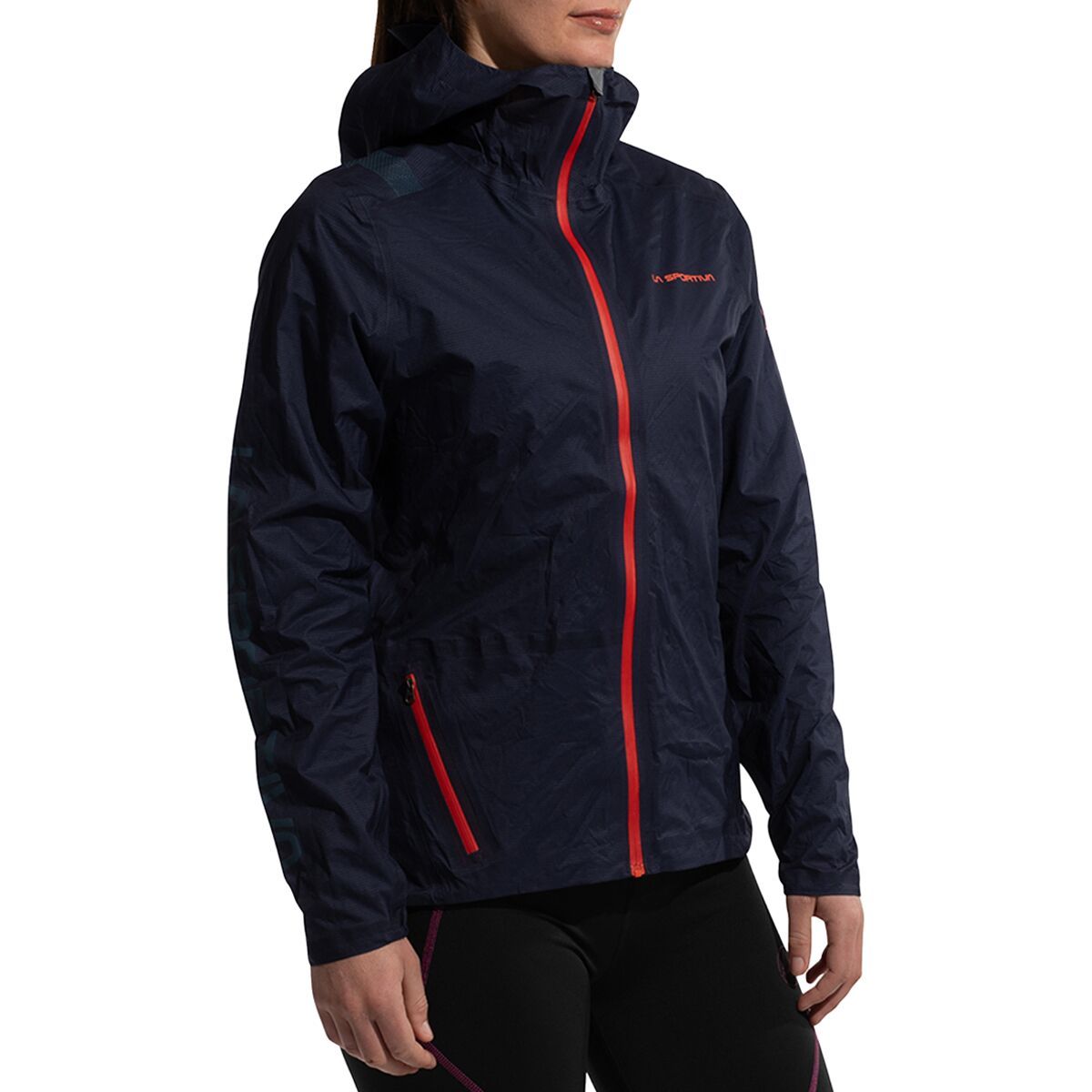 Image of La Sportiva Ethereal Pro Jacket - Women's Deep Sea/Cherry Tomato, XS
