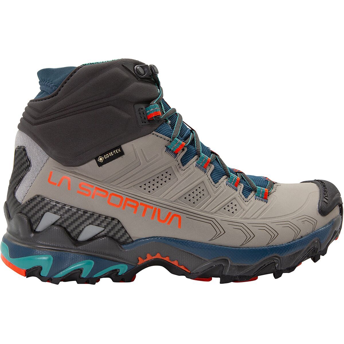 Image of La Sportiva Ultra Raptor II Mid Leather GTX Hiking Boot - Women's Grey/Cherry Tomato, 40.5
